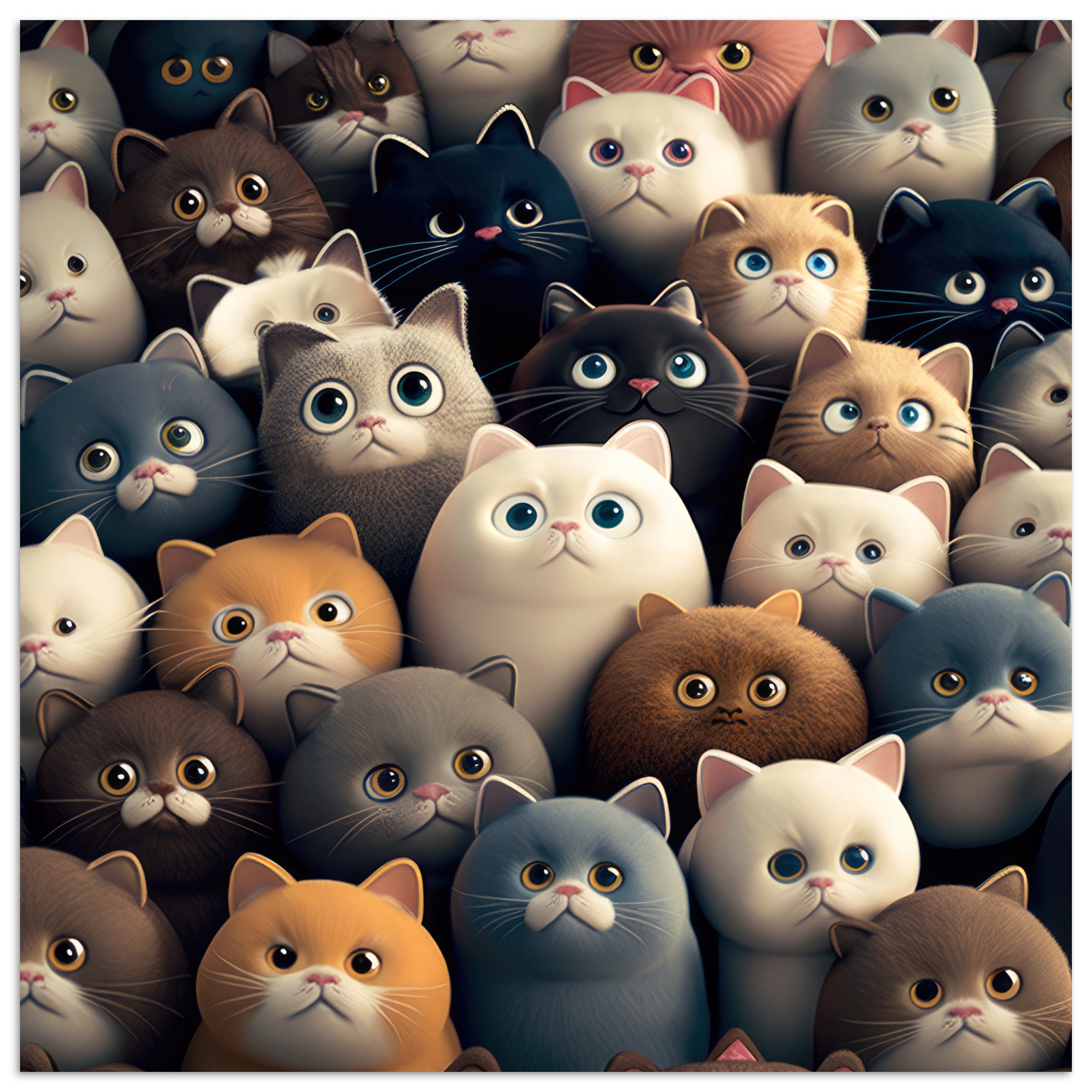 MuchoWow Poster Katzen - Tiere - Katze - Design - Mädchen - Jungen, (1 St), Poster ohne Rahmen, Wandbild, Wandposter, 30x30 cm