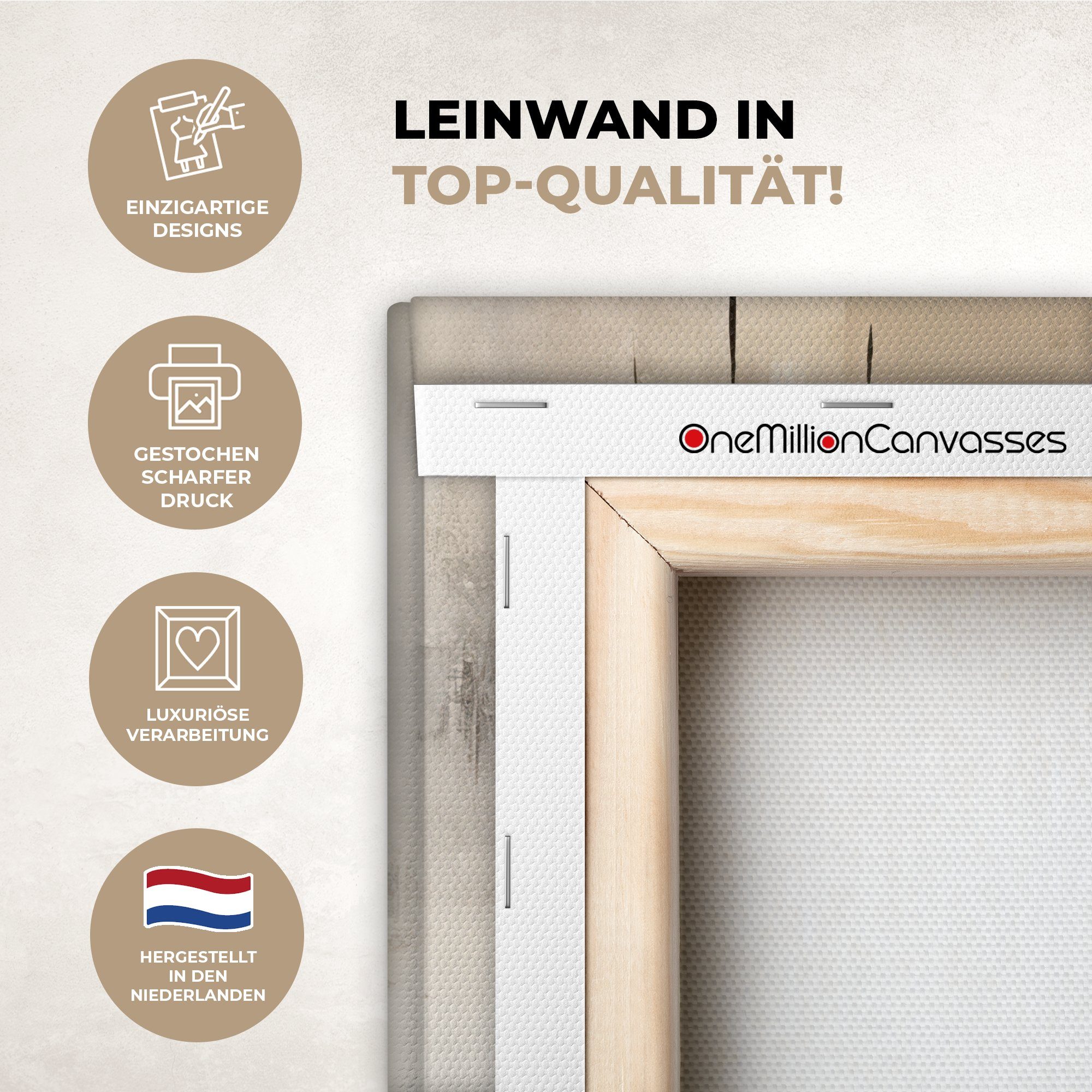 OneMillionCanvasses® Leinwandbild Abstrakt - Kunst - Grau, Fotodruck (1 St), Leinwand Canvas Wandbild, Wanddekoration 20x30 cm