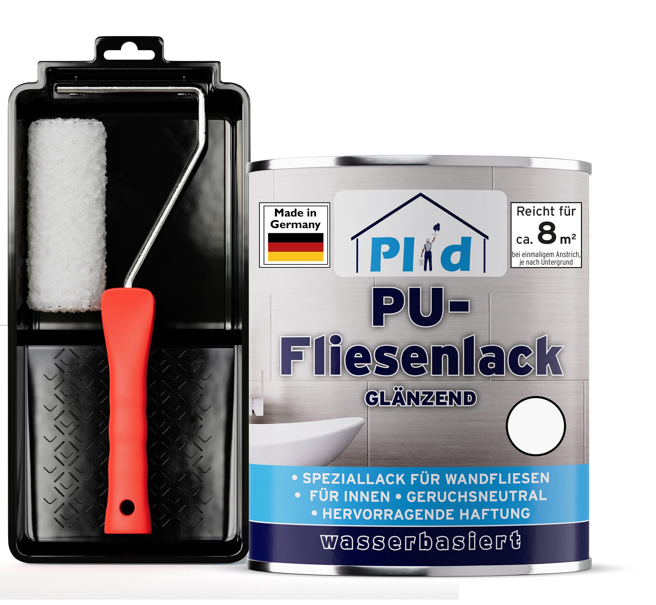 plid Fliesenlack Premium Fliesenlack Fliesen Lack Fliesenfarbe Lackierset, schnelltrocknend, spritzwasserbeständig, verarbeitungsfertig