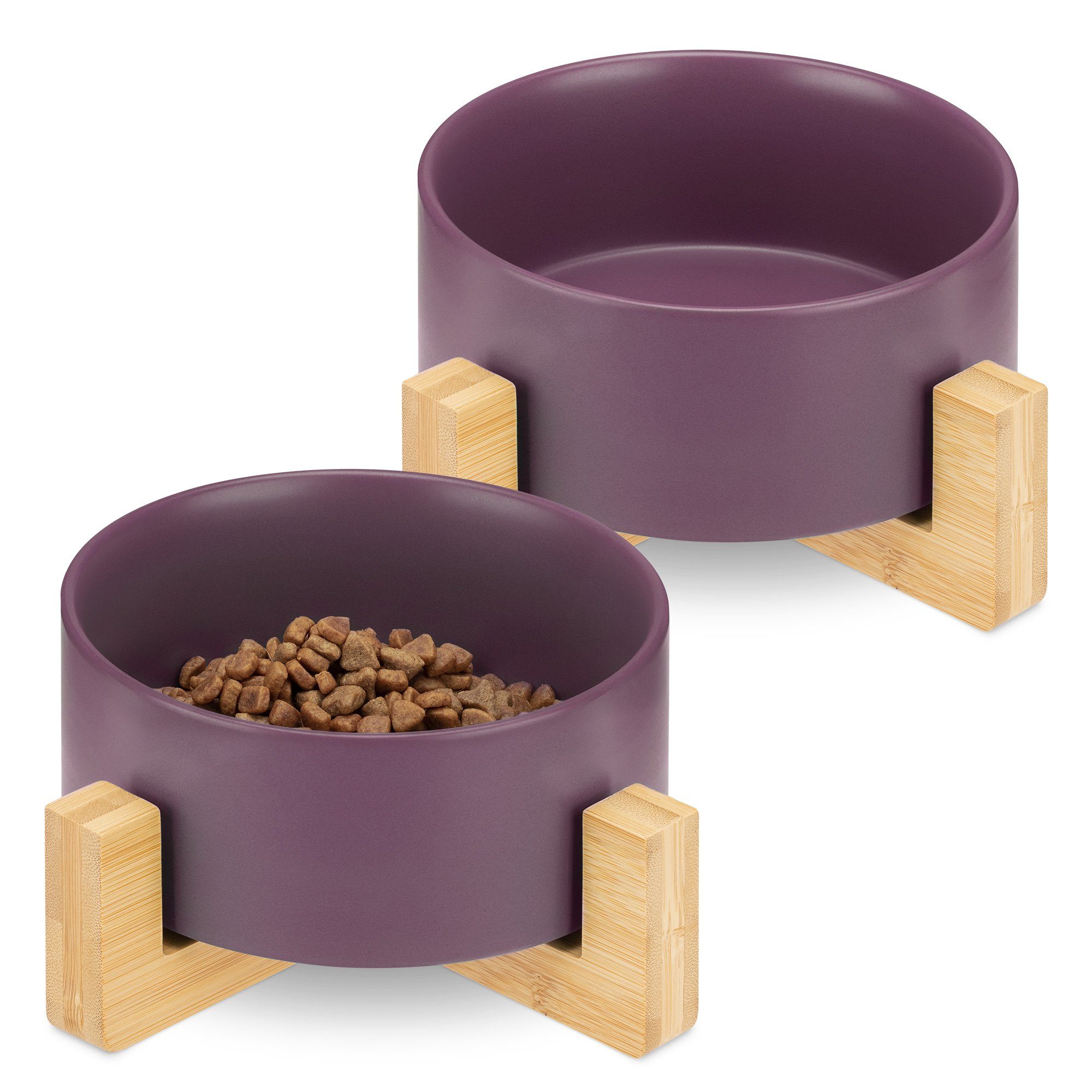 Napf Futternapf Set Katze mit Bambus Halter - Futterstation