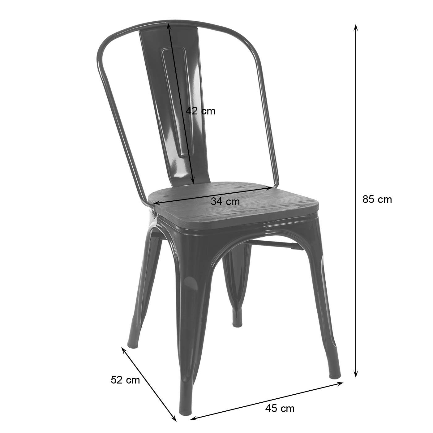 6er-Set, Maximale Holzsitzfläche, Bistrostuhl Stuhl: 120 Belastbarkeit pro 6 mit MCW-A73-Ho-6 schwarz St), kg (Set, MCW