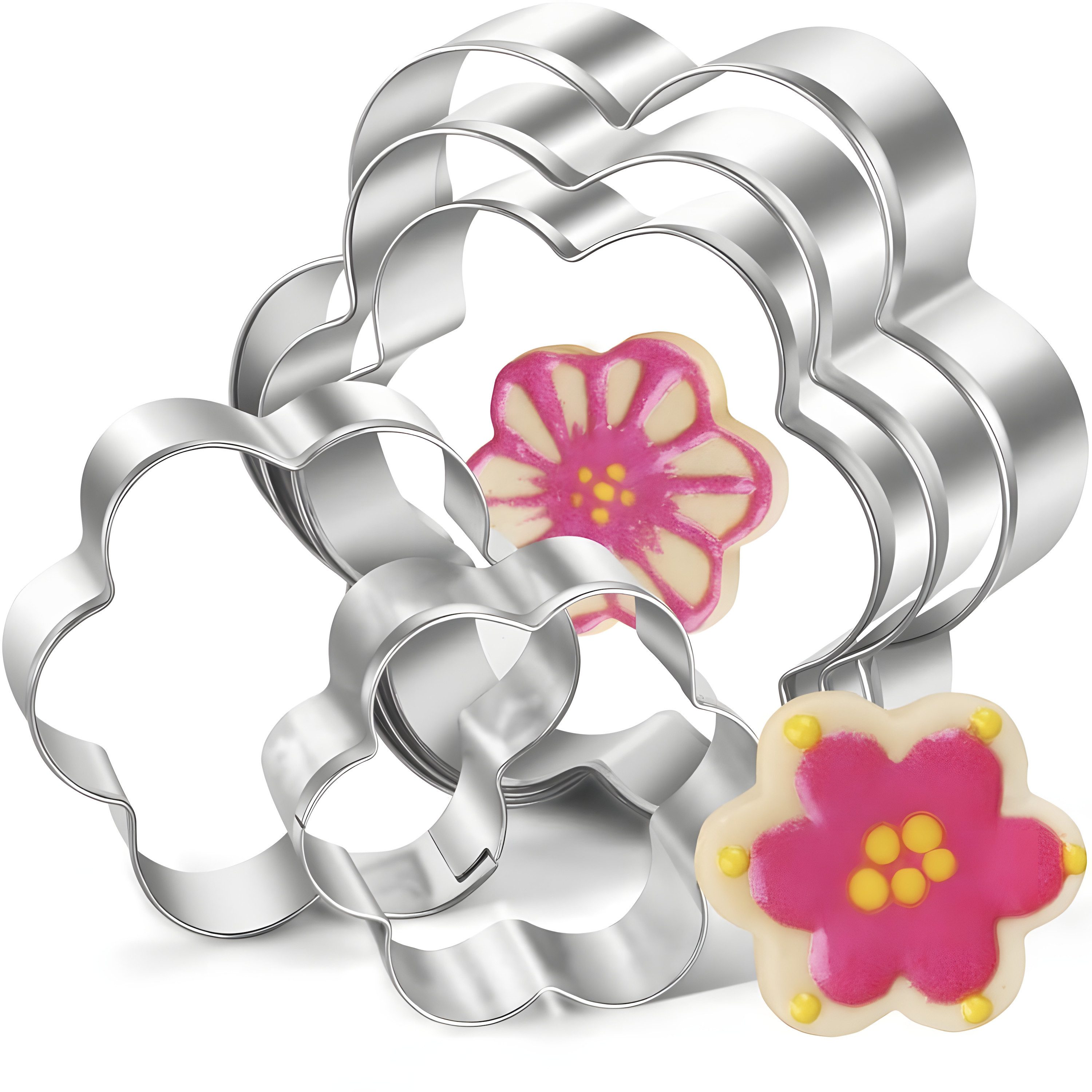 AVANA Ausstechform Edelstahl Blumen Ausstecher Set Weihnachten Plätzchen Keksformen, Edelstahl, (5 Stück), rostfrei, Silber