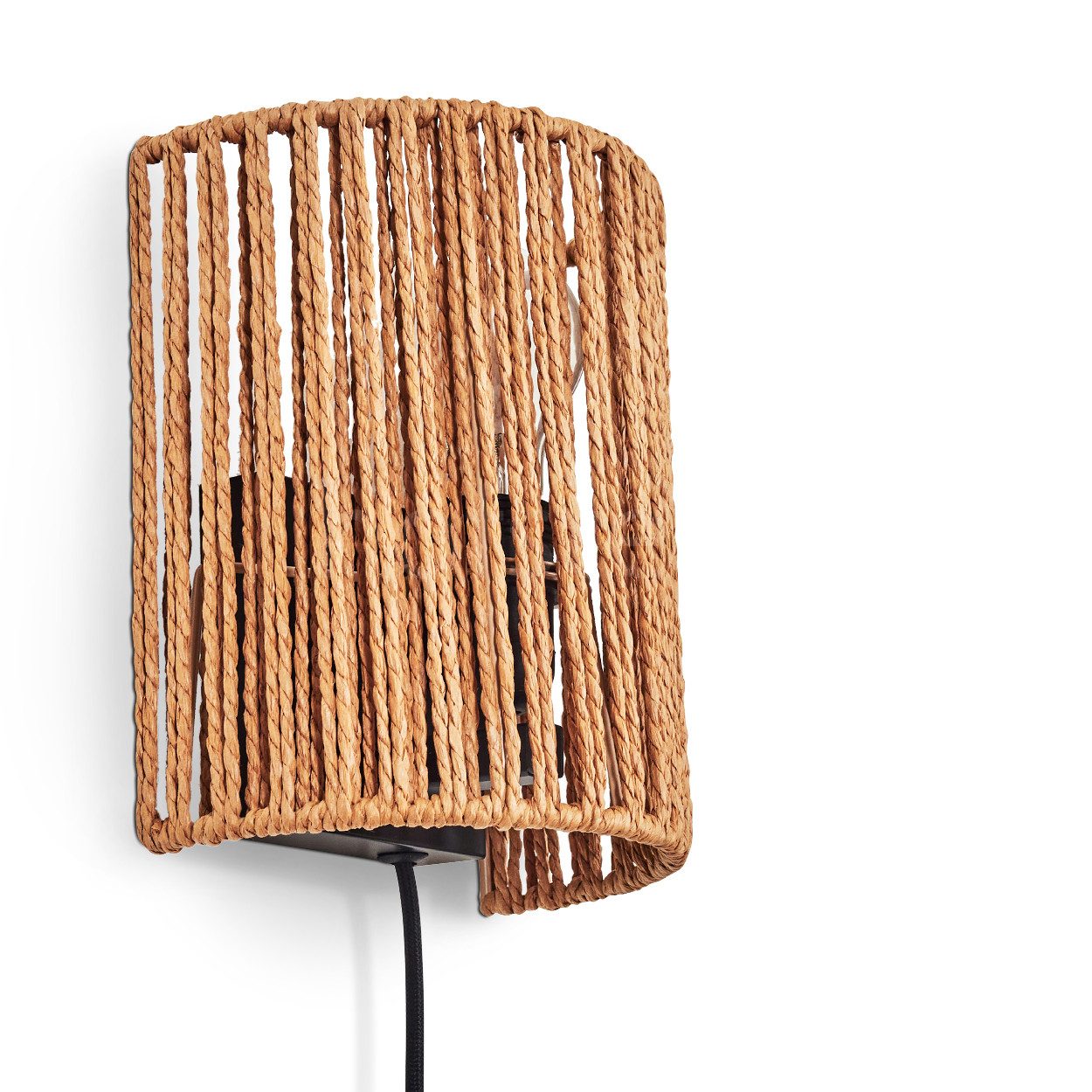 hofstein Wandleuchte Wandlampe aus Metall/Seil/Tau in Schwarz/Natur, ohne L günstig online kaufen