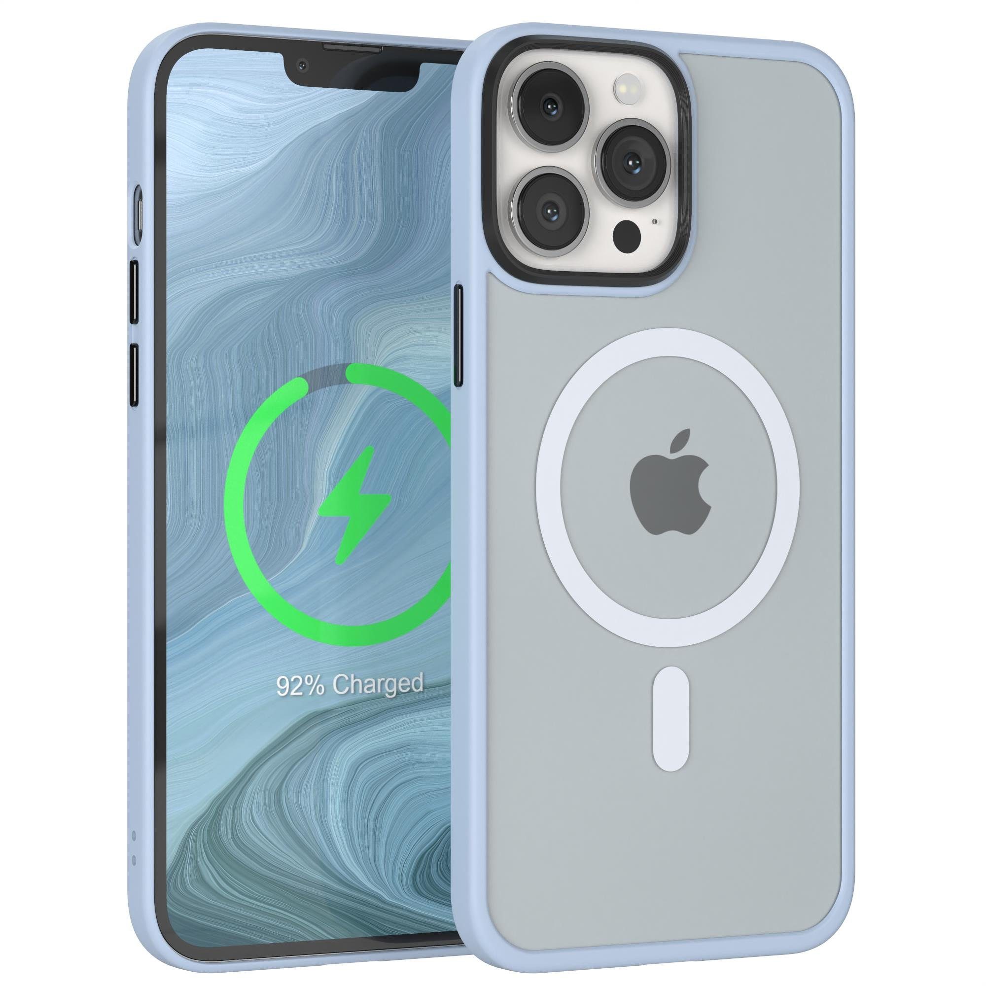 EAZY CASE Handyhülle Outdoor Case MagSafe Matt für iPhone 13 Pro Max 6,7 Zoll, Backcover magnetisch Schutzhülle mit Kameraschutz mit MagSafe Hellblau
