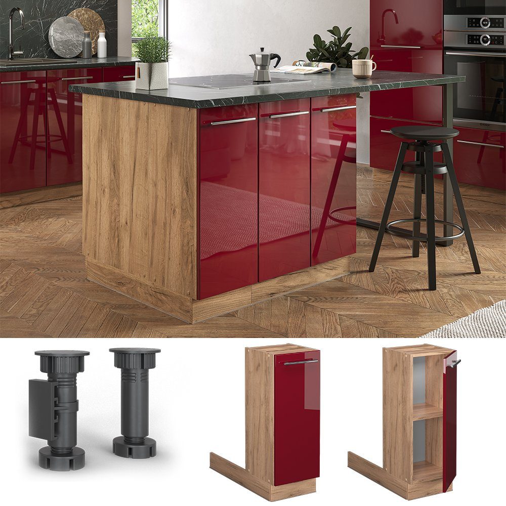 Vicco Unterschrank Fame-Line, Bordeaux Hochglanz/Eiche, 30 günstig online kaufen