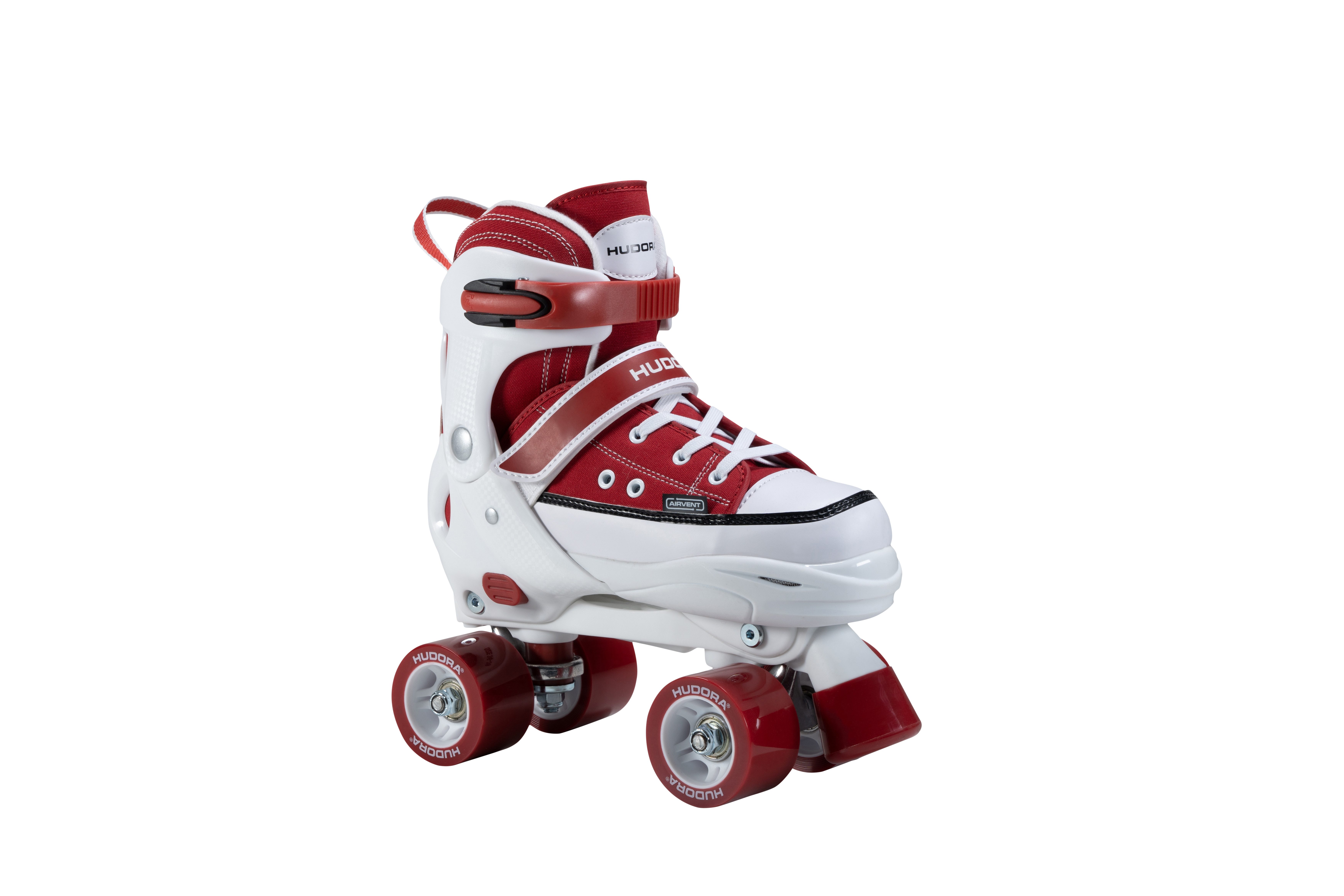 Hudora Rollschuhe Sneaker, Skates in verschiedene Farben, Gr. 28-39, größenverstellbar, Push-Lock-Schnalle, Ratscheband