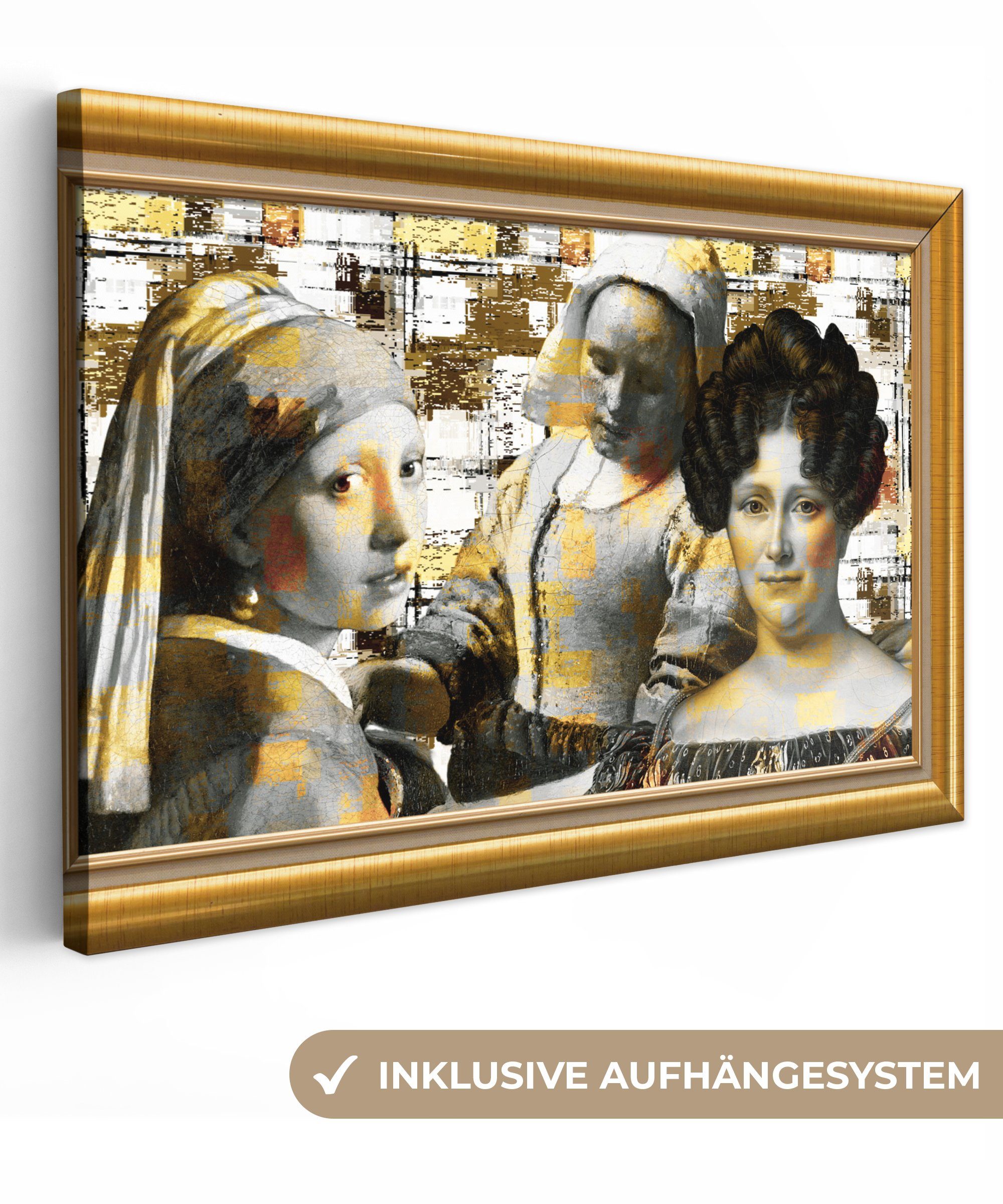 OneMillionCanvasses® Leinwandbild Kunst - Alte Meister - Rahmen - Gold, (1 St), Wandbild Leinwandbilder, Aufhängefertig, Wanddeko, 30x20 cm