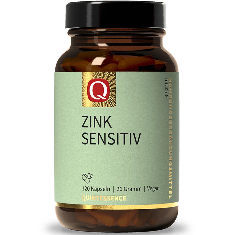 Quintessence Zink Sensitiv-15 mg pro Kapsel sehr gut bioverfügbares Zink-vegan-120 Kapseln, 26 g, Hochwertige Premiumqualität - mit Zinkpicolinat & Zinkbisglycinat