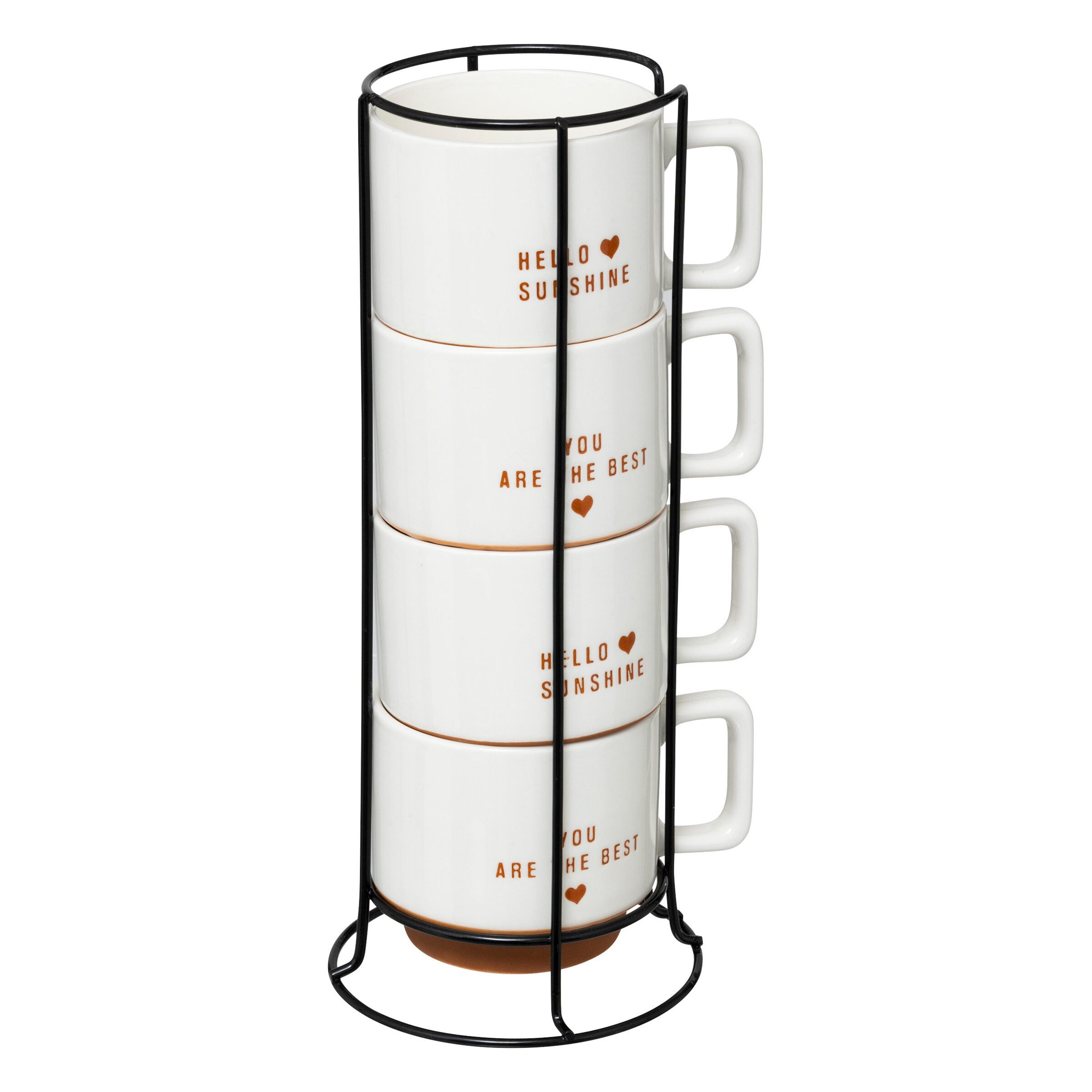 Secret de Gourmet Becher Porzellanbecher HELLO auf Metallständer, 4 x 300 ml, Keramik