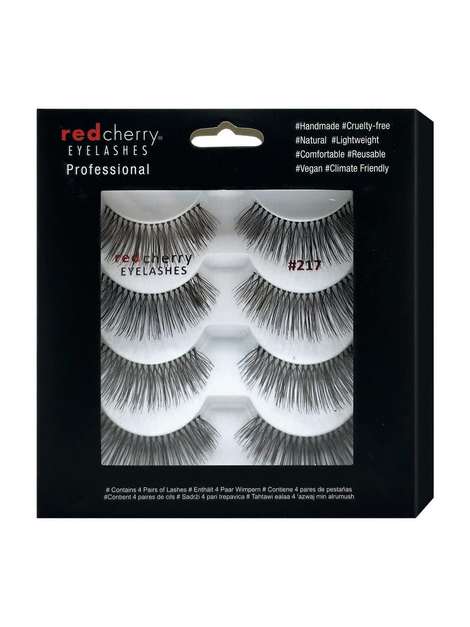 Red Cherry Eyelashes Bandwimpern 217 - 4 Pairs, Falsche Wimpern Streifen, Strip Lashes, Dramatic Lashes