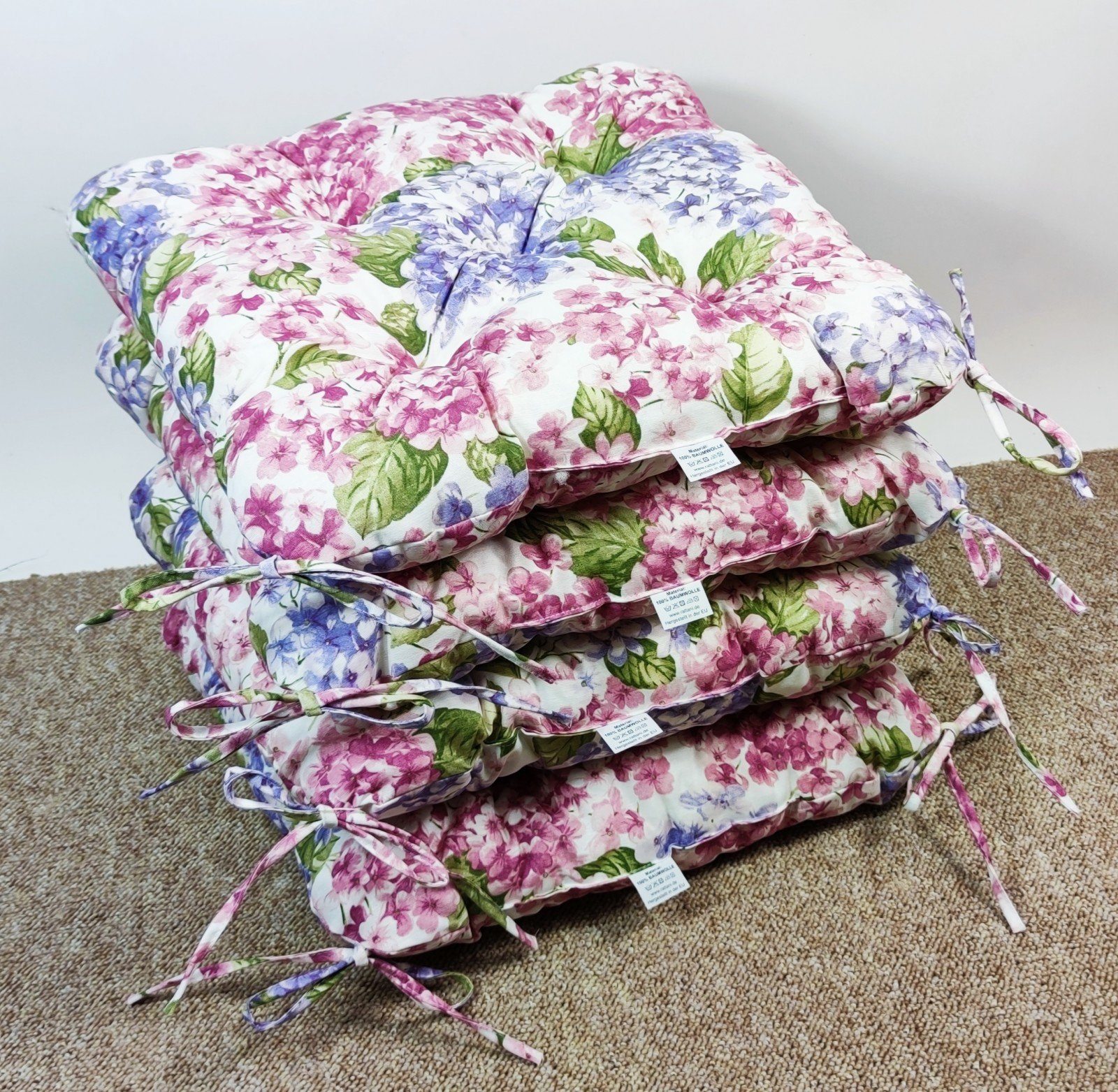 Rattani Подушки Set 4x Подушка для стула/Sitzkissen Klara 42 x 42 x 8 cm Landhaus Leben