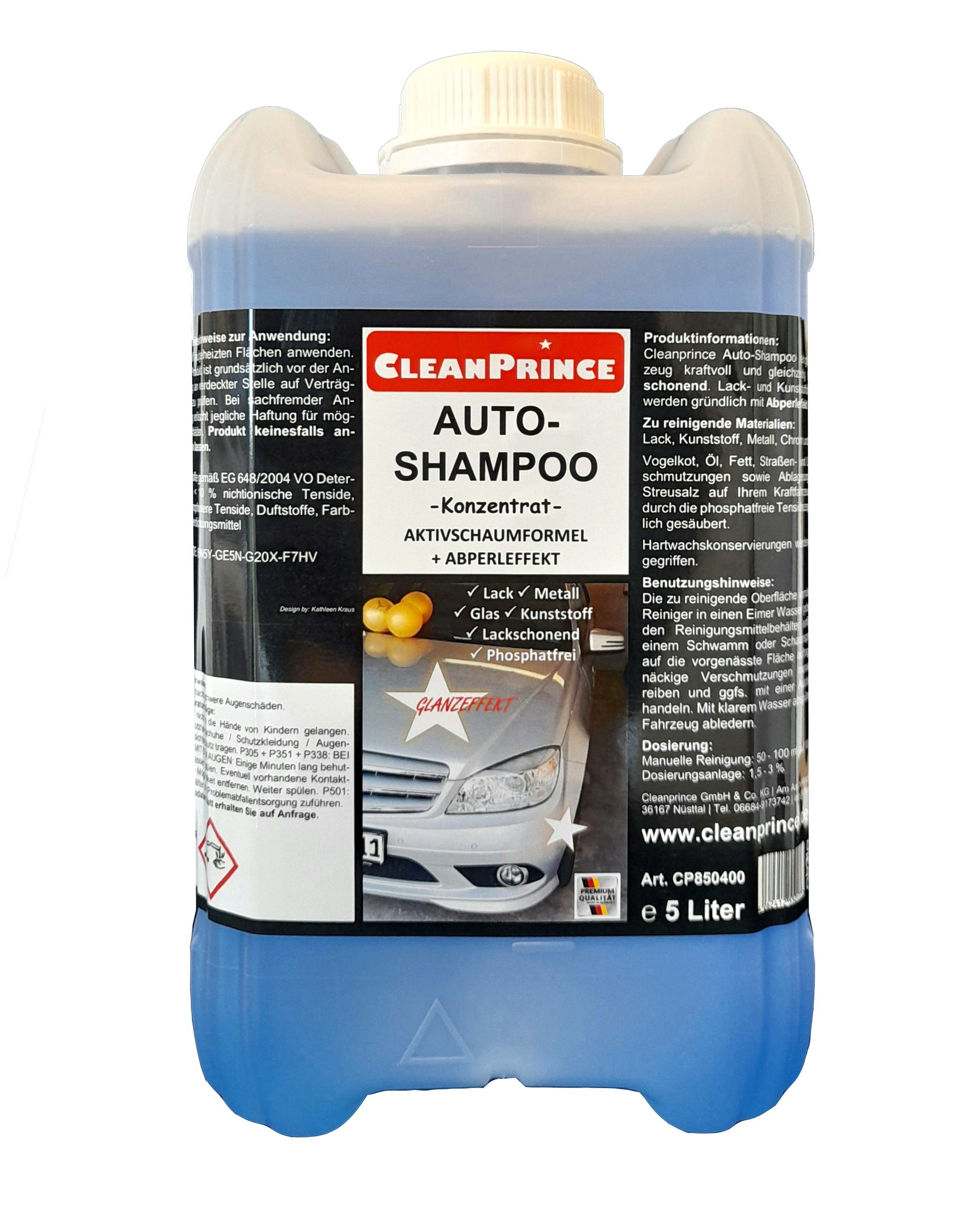CleanPrince Autoshampoo Konzentrat Aktivschaum Auto Kfz Reinigungsmittel Auto-Reinigungsmittel