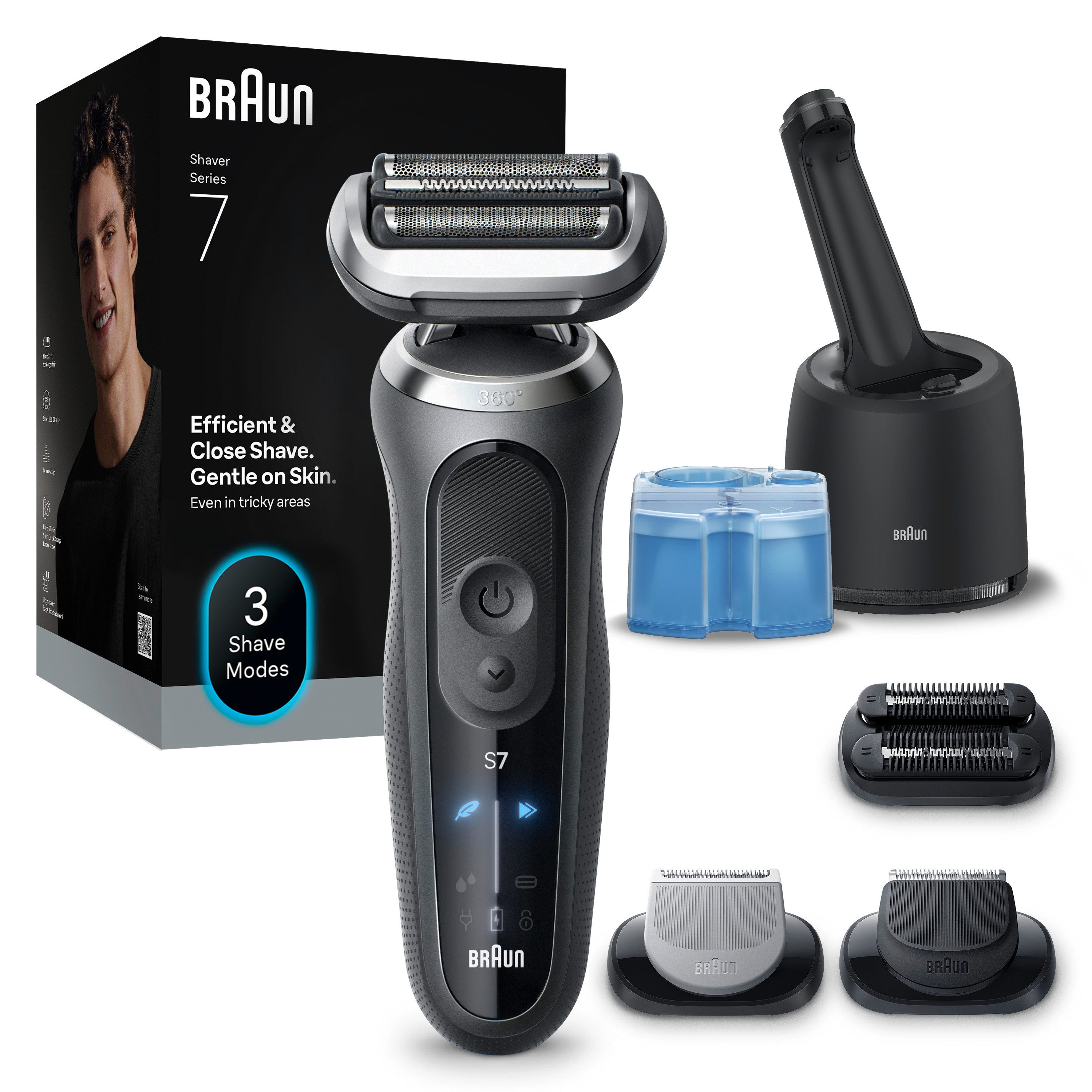 Braun Elektrorasierer Series 7 72-G7865cc, Smart Care Center, Aufsätze: 3, 4in1 SmartCare Center, +3 Aufsätze, 100% wasserdicht, Made in Germany