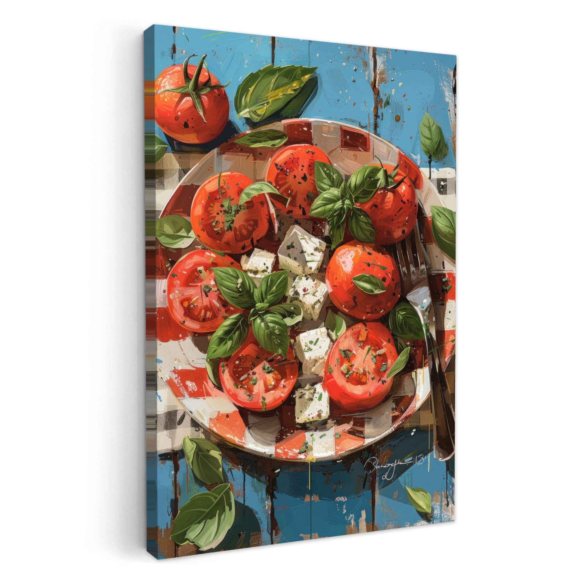 OneMillionCanvasses® Leinwandbild Caprese - Salat - Sommer - Lebensmittel, Fotodruck (1 St), Wandbilder für Esszimmer, Wanddeko Bilder Küche, 20x30 cm