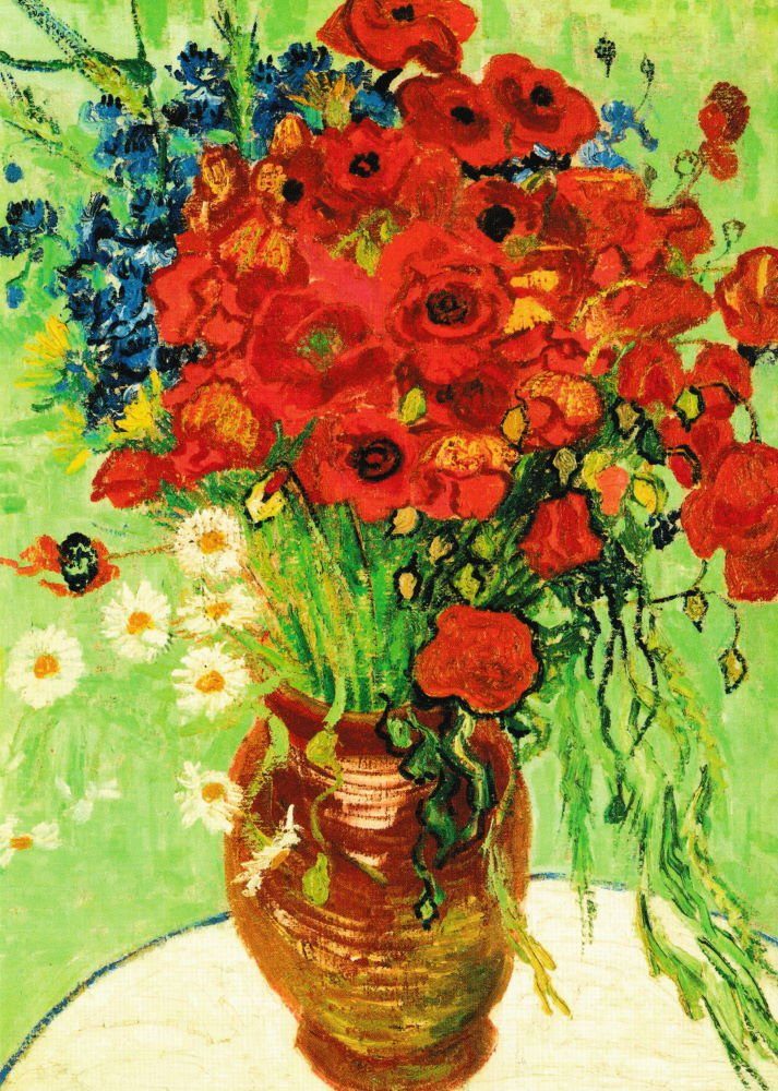 Postkarte Kunstkarte van Gogh Mohnblumen" Margeriten mit und "Vase Vincent