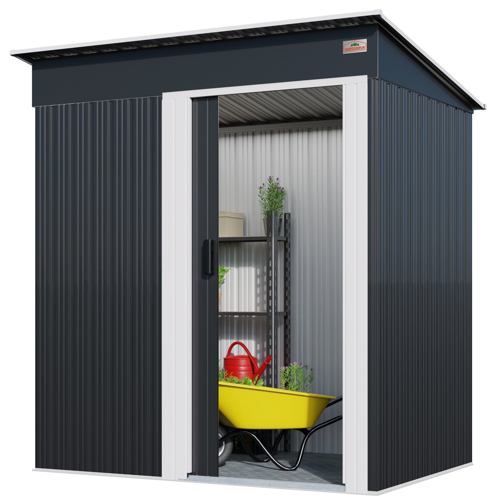 Gardebruk Gerätehaus, M 1,4m² 181x162x86cm Schiebetür verzinkter Stahl