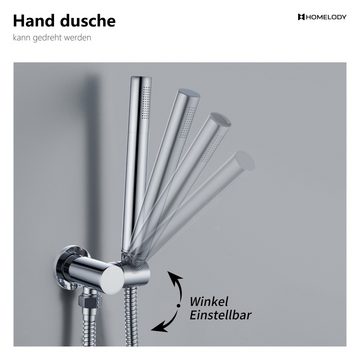 HOMELODY Duschsystem Dusche mit Handbrause und Kopfbrause, 38 °C Thermostat, 2 Strahlart(en), Regendusche 12-Zoll runde Kopfbrause,Chrom,Messing