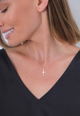 Elli DIAMONDS Kette mit Anhänger Kreuz Glaube Diamant (0.005 ct) Basic 925 Silber, Kreuz