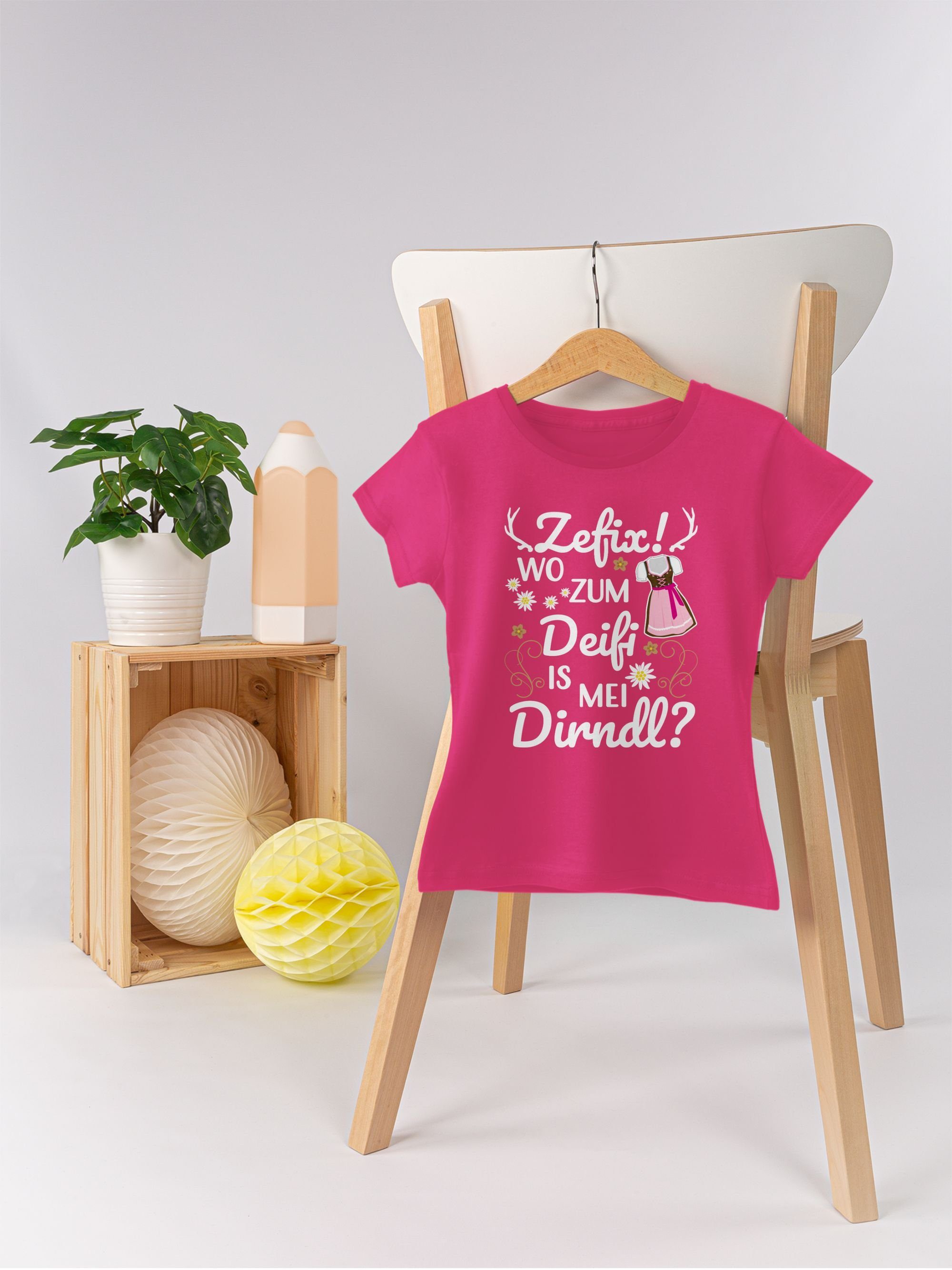 1 zum Fuchsia Mode T-Shirt Shirtracer Outfit Wo für mei is Dirndl Oktoberfest Deifi Kinder