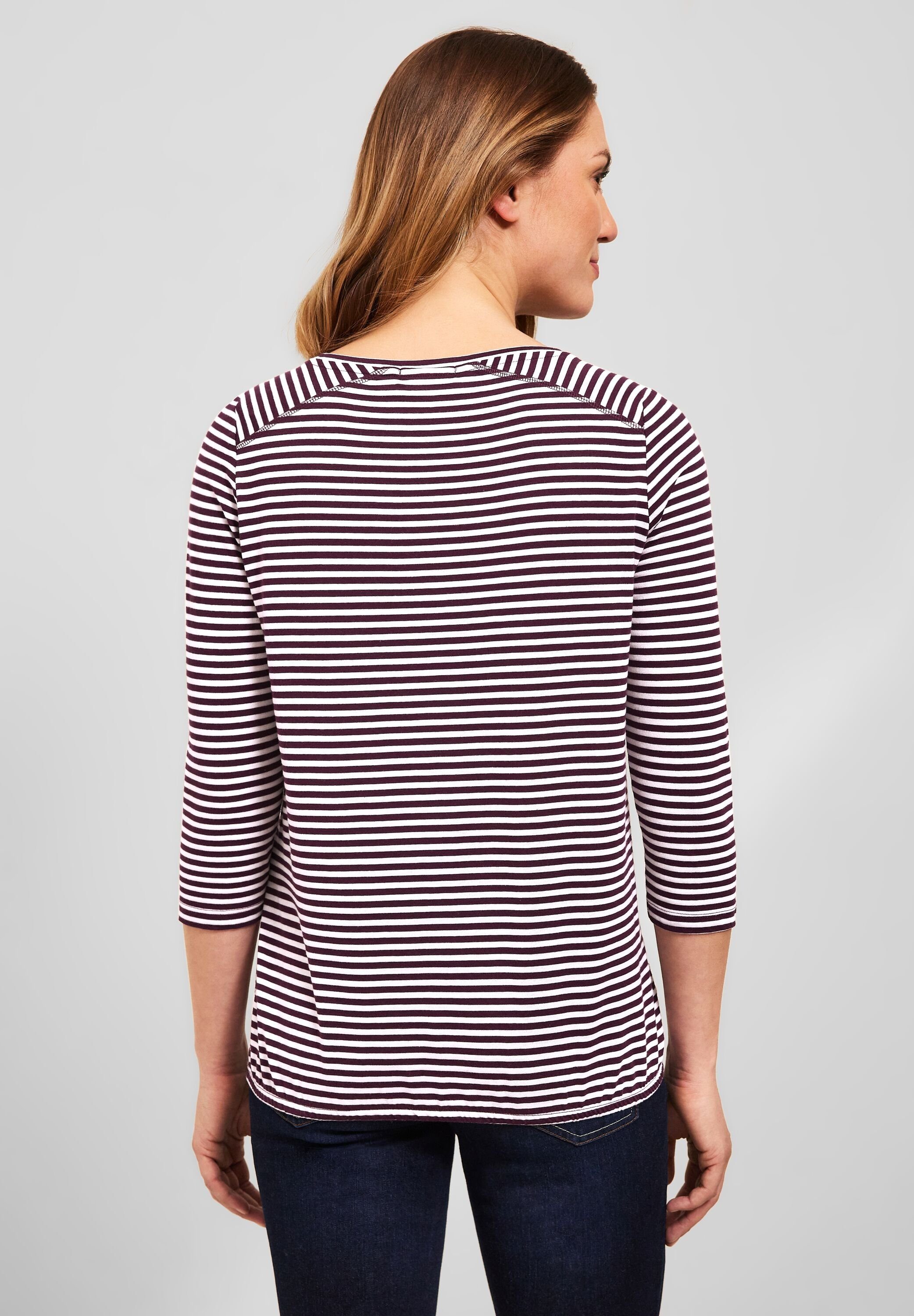 Cecil 3/4-Arm-Shirt mit deep U-Boot-Ausschnitt berry