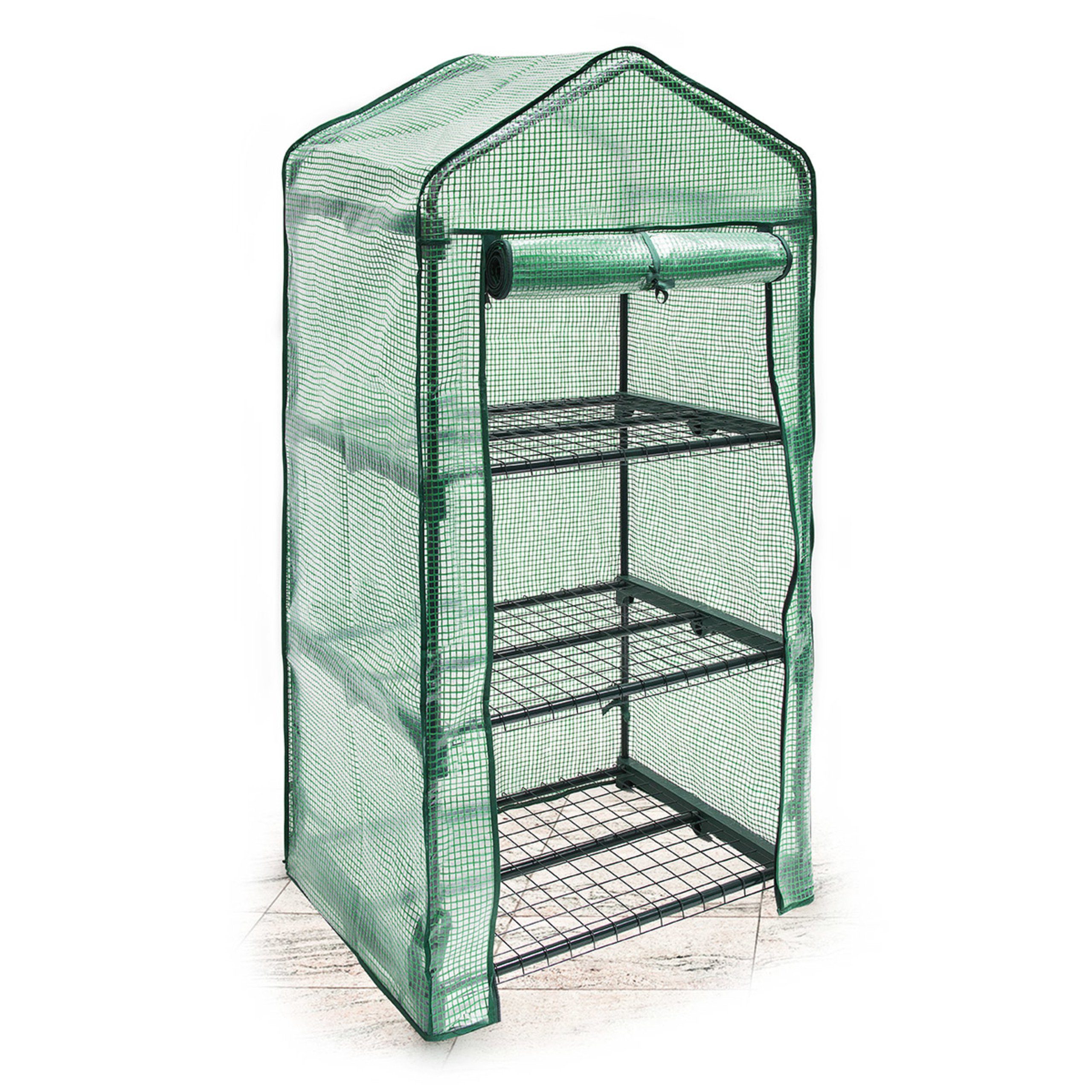 relaxdays Blumenkasten Foliengewächshaus mit PE Gitterfolie, 3