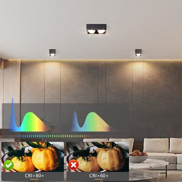 ZMH LED Deckenstrahler Aufputz LED Deckenspots - Aufbaustrahler Weiß mit 2 Flammig GX53, LED fest integriert, 3000k, Warmweiß Aufbauleuchte für Küche Wohnzimmer, Schwarz
