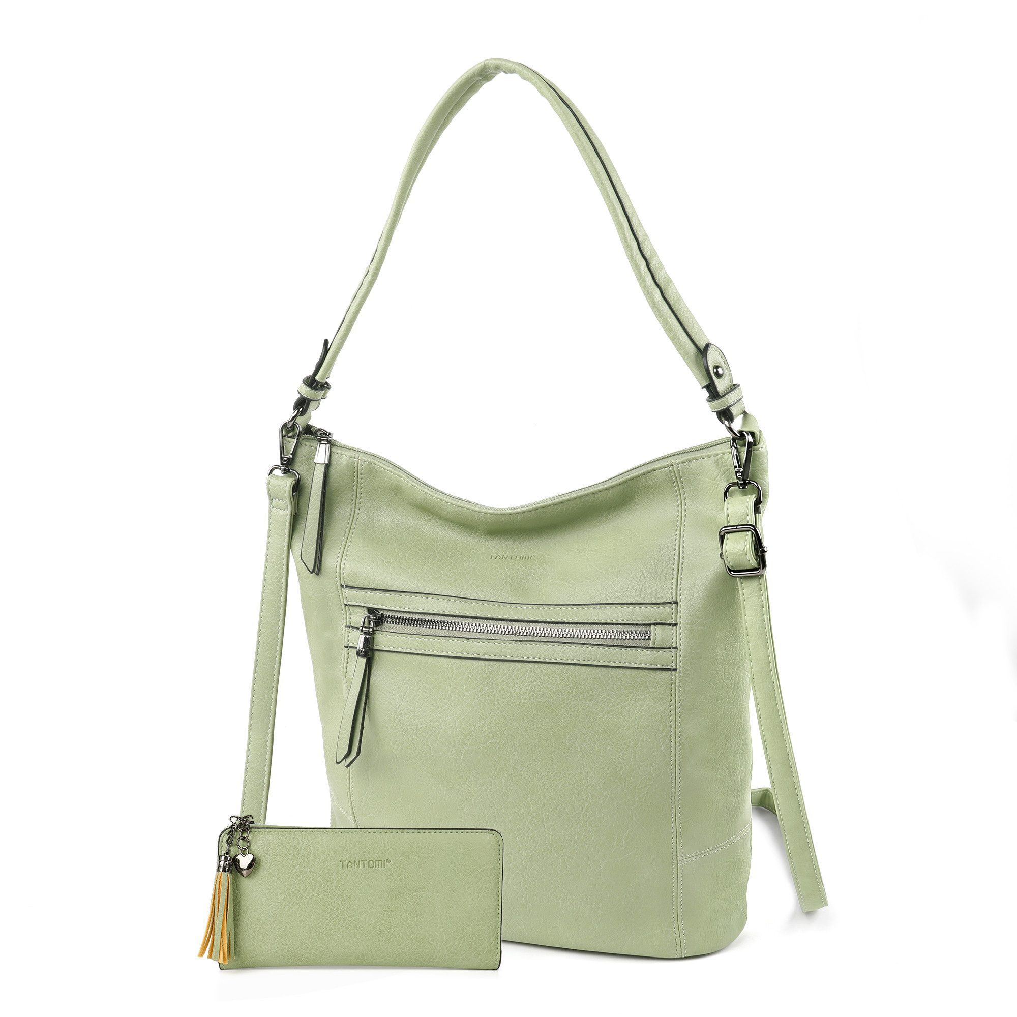TANTOMI Handtasche 2-Tlg Shopper Schultertasche mit Geldbörse Damen Groß Umhängetasche, Crossbody Bag Damen für Pendler und Reisen mit Abnehmbarem Riemen