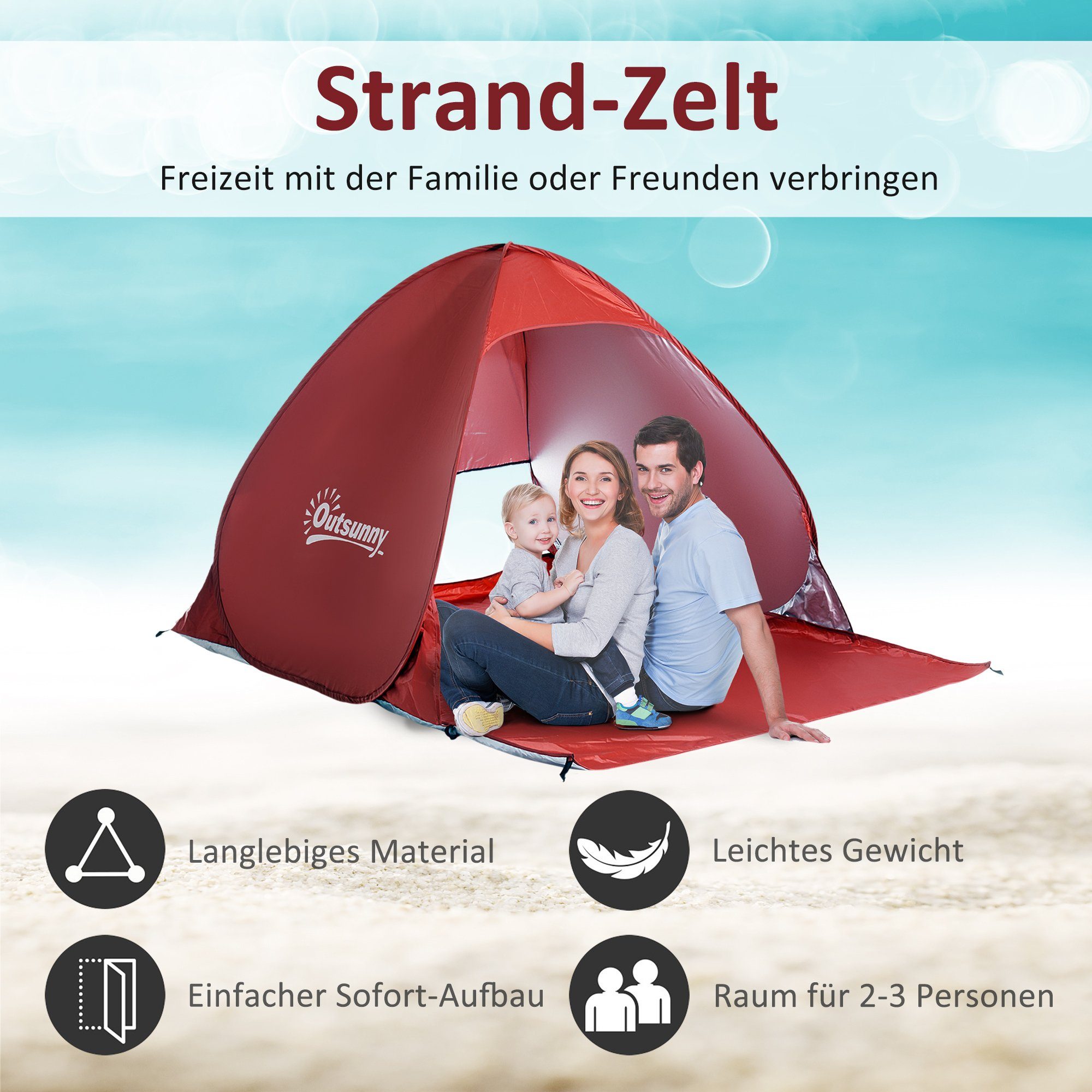 für Faltzelt Outsunny 2 Zelt Personen Pop-Up