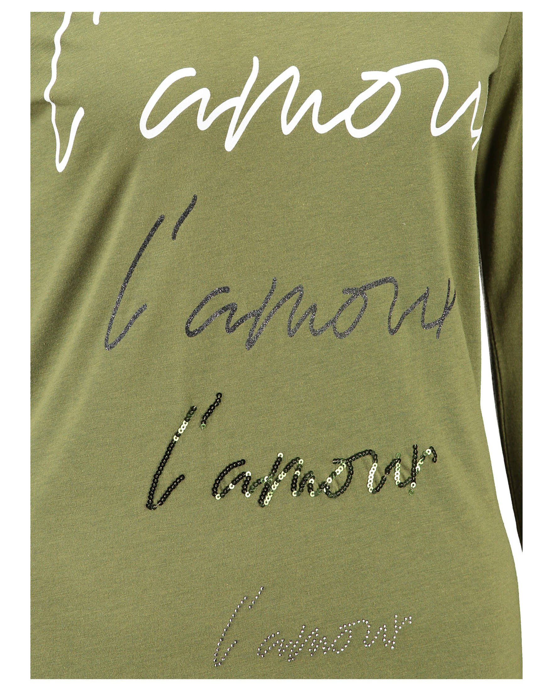 Largo T-Shirt Damen Shirt PARIS (1-tlg) (44) ROUND WLS khaki Key Langarm