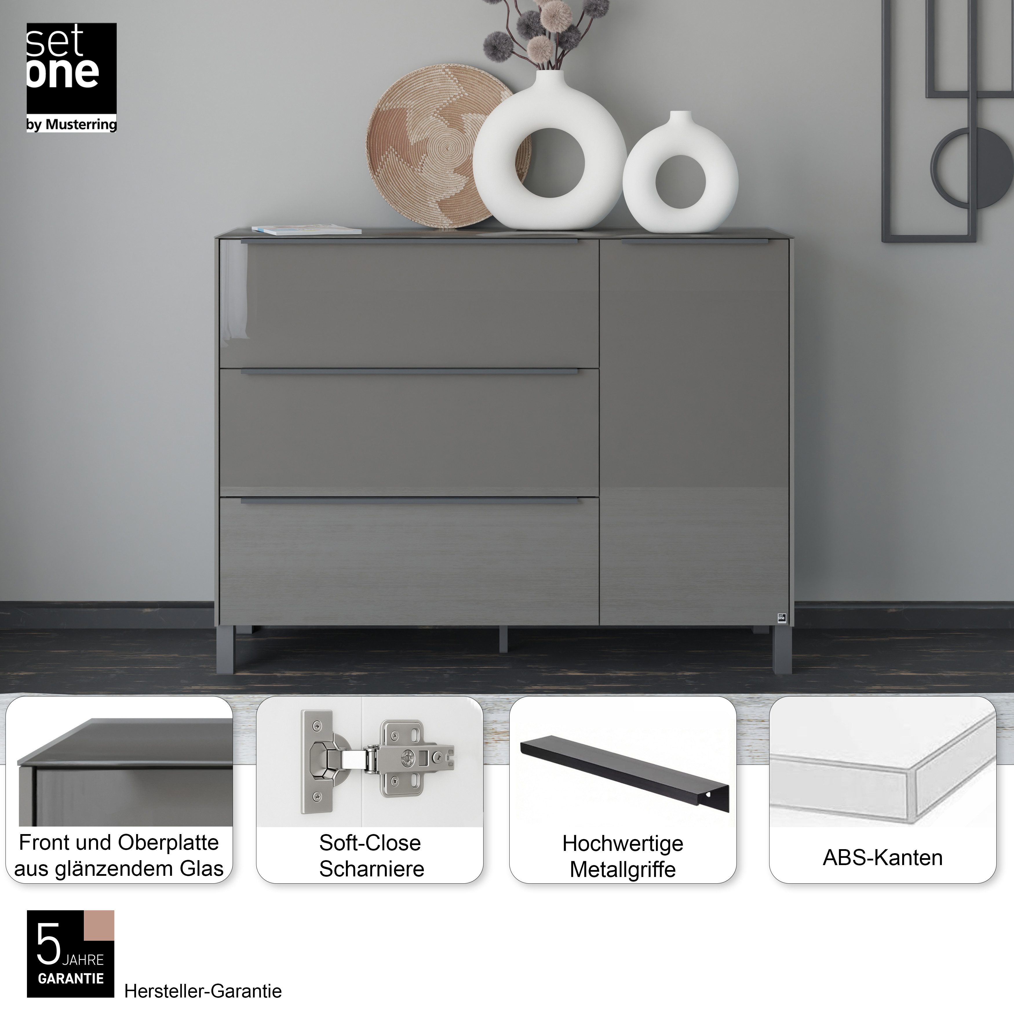 set one by Musterring Sideboard Reno (1 St), Mit Vierkantfuß in diversen Farben, 106 cm Höhe & Farbauswahl