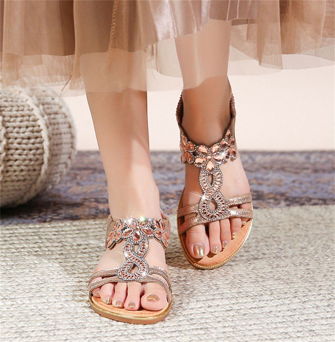 damen YOOdy~ Elegant Riemchensandale Neue Champagner Peep-Toe-Sandalen sommer Sommermode Sandalen