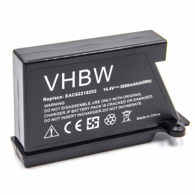 vhbw Staubsauger-Akku passend für Kompatibel mit LG HOM-BOT VR64703LVMB, VR65502LV, VR6560LV Haushalt Staubsauger (3000mAh, 14,4V, Li-Ion) 3000 mAh