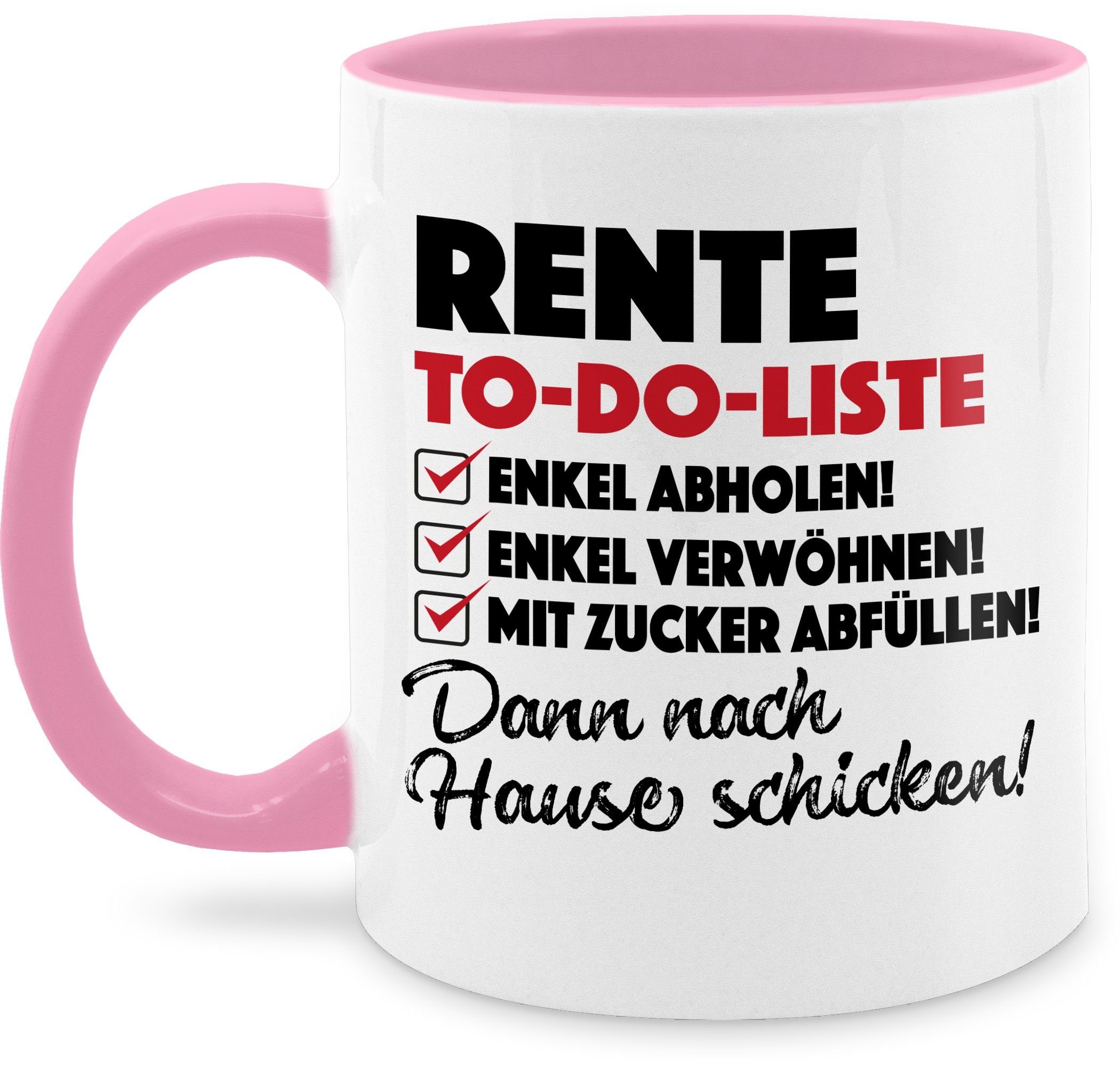 Shirtracer Tasse Rente To Do-Liste, Keramik, Rente Geschenk Kaffeetasse 2 Rosa