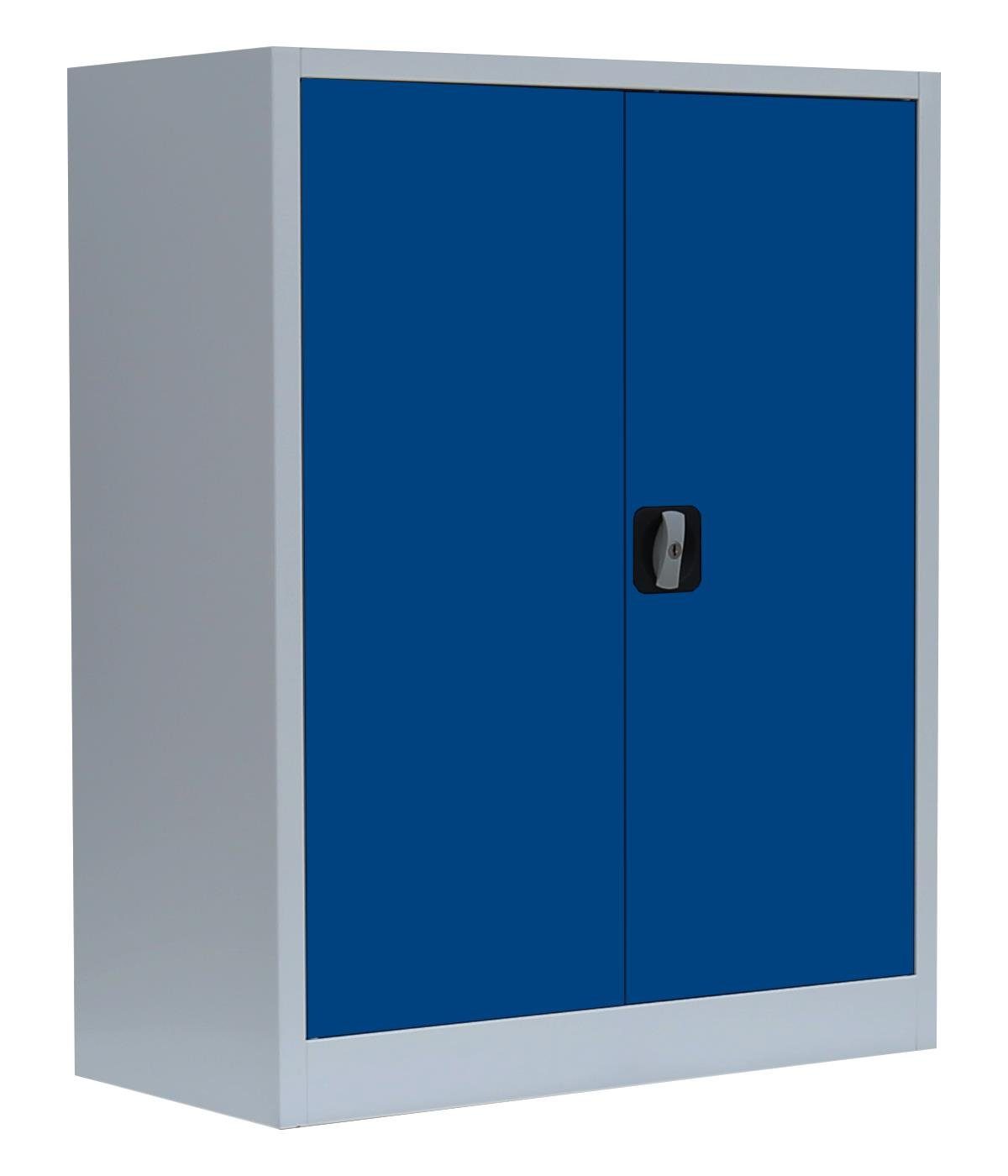 Steelboxx Mehrzweckschrank Lüllmann® Flügeltürenschrank, 2,5 OH, 1000 x 800 x 383 mm (1-St) komplett montiert und verschweißt, kein Aufbau notwendig blau | grau