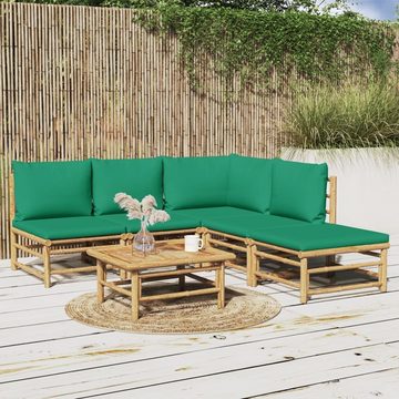 DOTMALL Gartenlounge-Set Garten-Ecksofa-Set (6-tlg),aus Bambus mit mit Sitz- und Rückenpolster