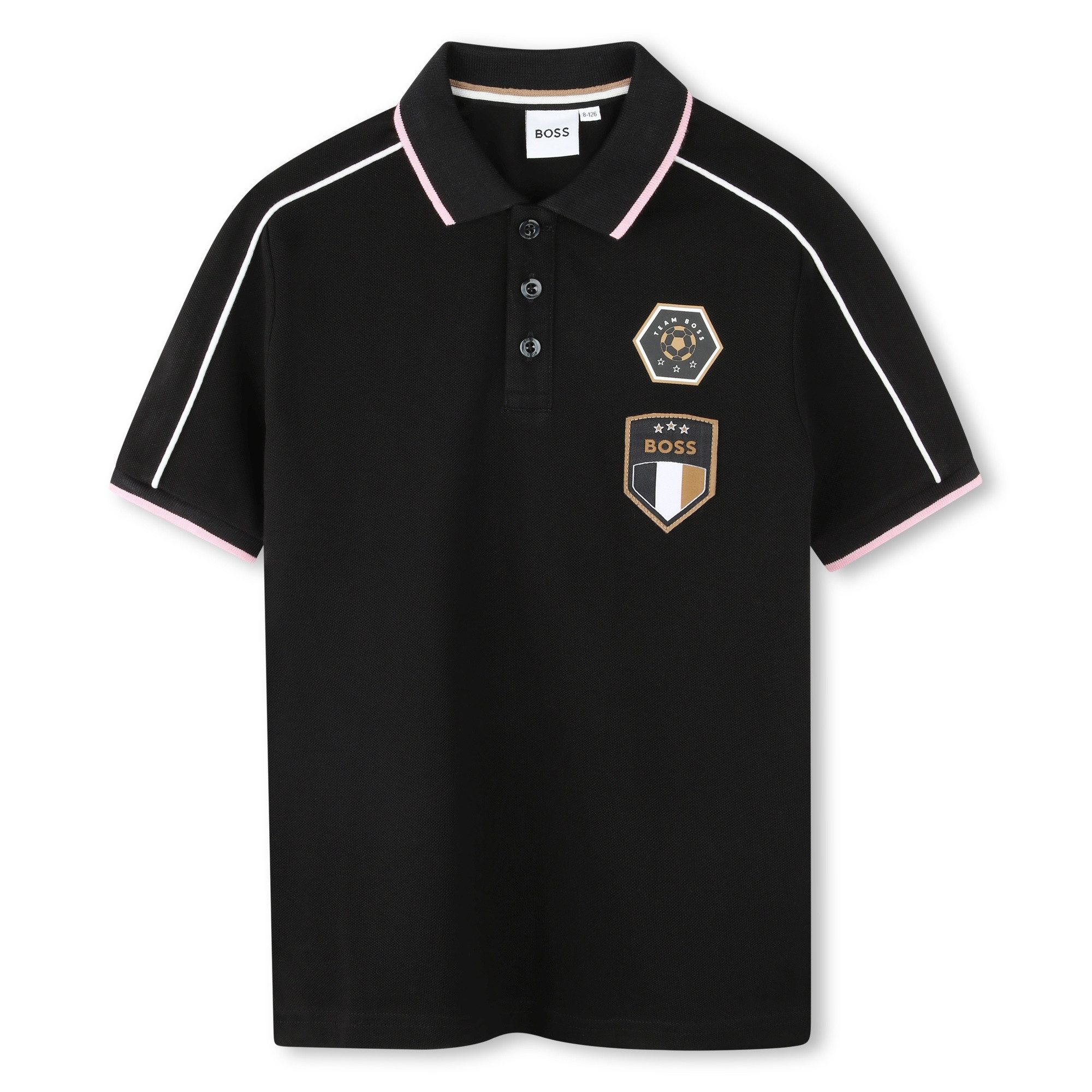 Boss Kidswear Poloshirt BOSS Kidswear Poloshirt schwarz mit Fußball-Badges