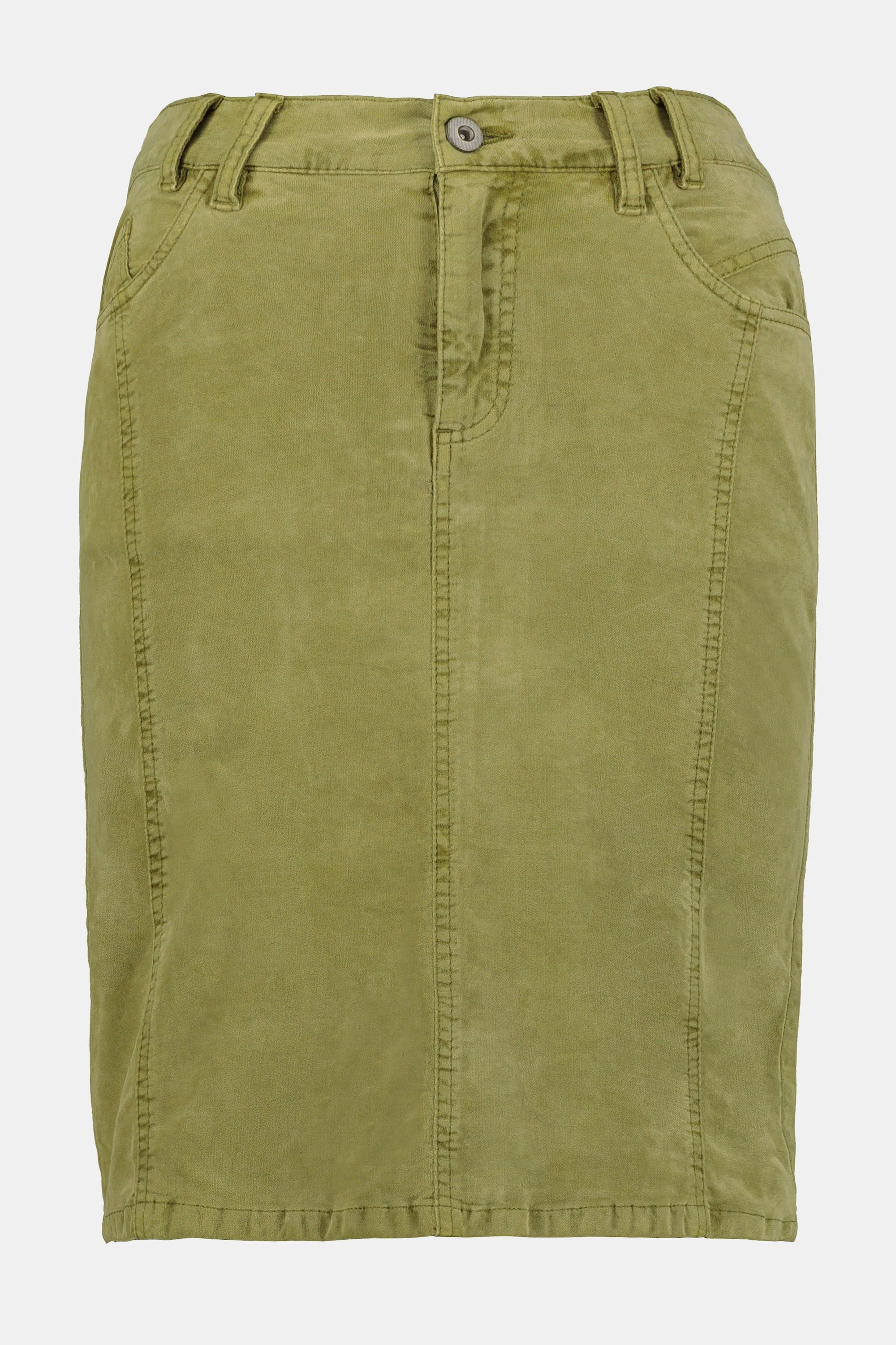 Gina Laura Lederrock Samtrock gerader 5-Pocket-Schnitt Gehschlitz