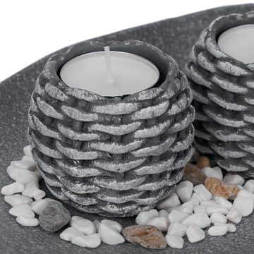 relaxdays Teelichthalter mit Tablett Kerzen Deko