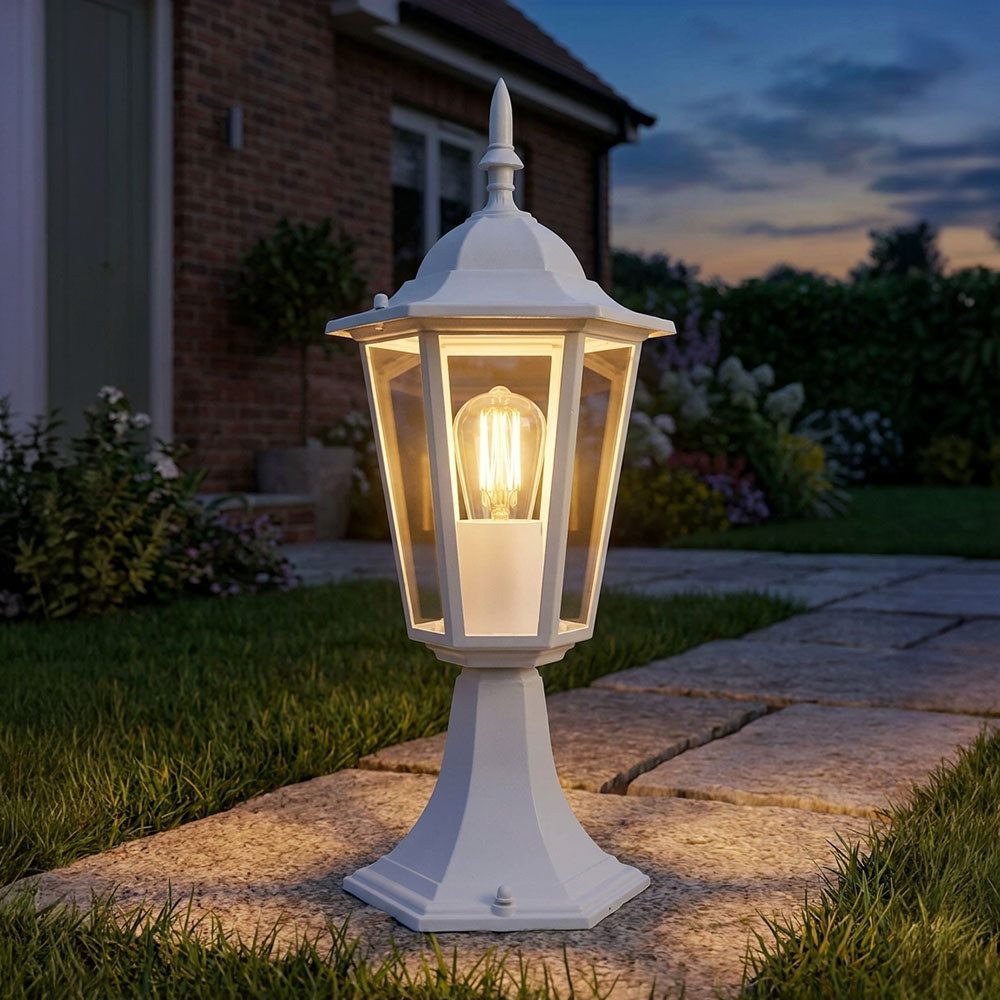 V-TAC LED Pollerleuchte, Leuchtmittel inklusive, Warmweiß, LED Stehlampe Sockelleuchte Aluminium Glas weiß spritzwassergeschützt