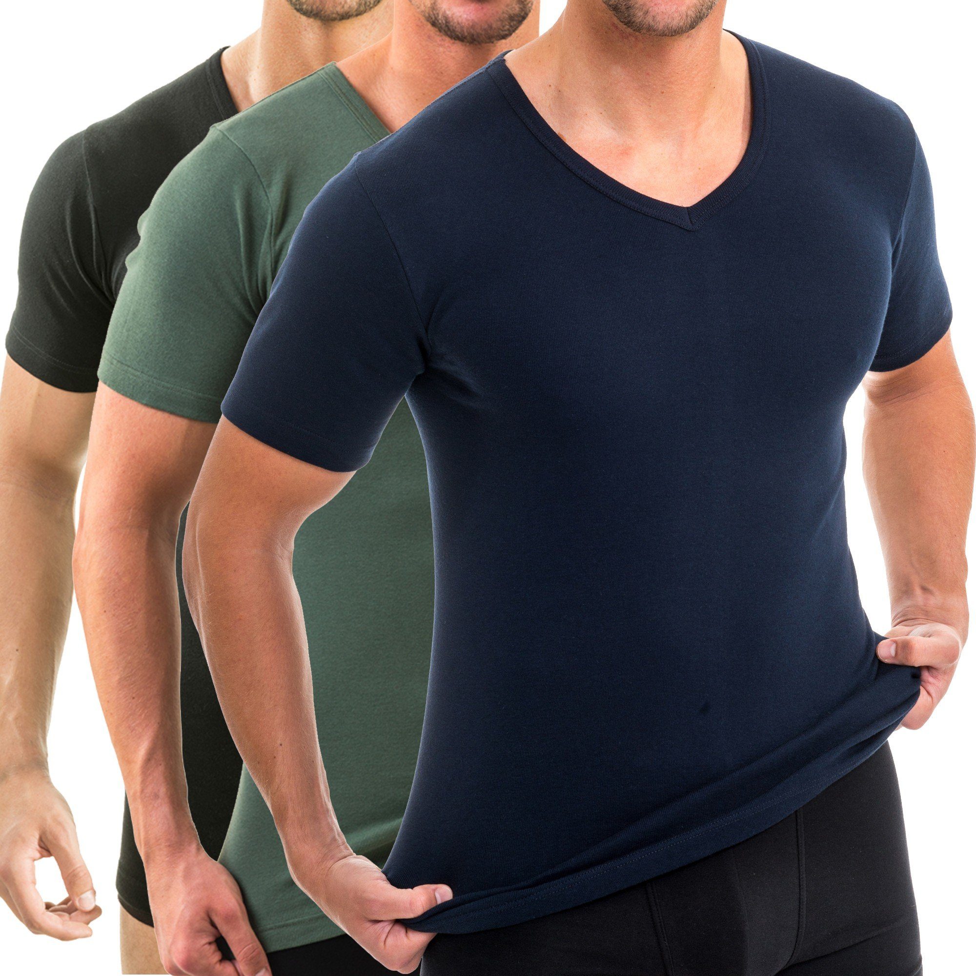 HERMKO Unterziehshirt 4880 3er Pack Herren kurzarm Business Shirt V-Neck 10 günstig online kaufen