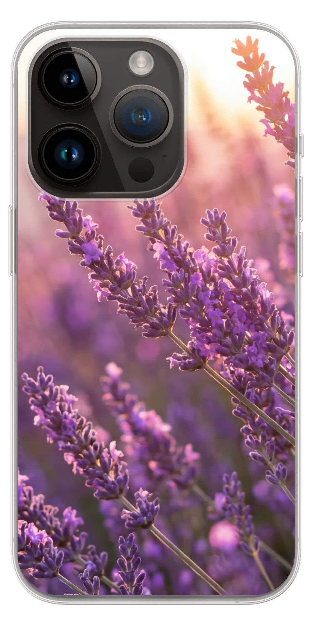 MuchoWow Handyhülle für Apple iPhone 14 Pro Lavendel - Lila - Sonnenlicht, Smartphone-Bumper, Print, Handy Schutzhülle Dünn