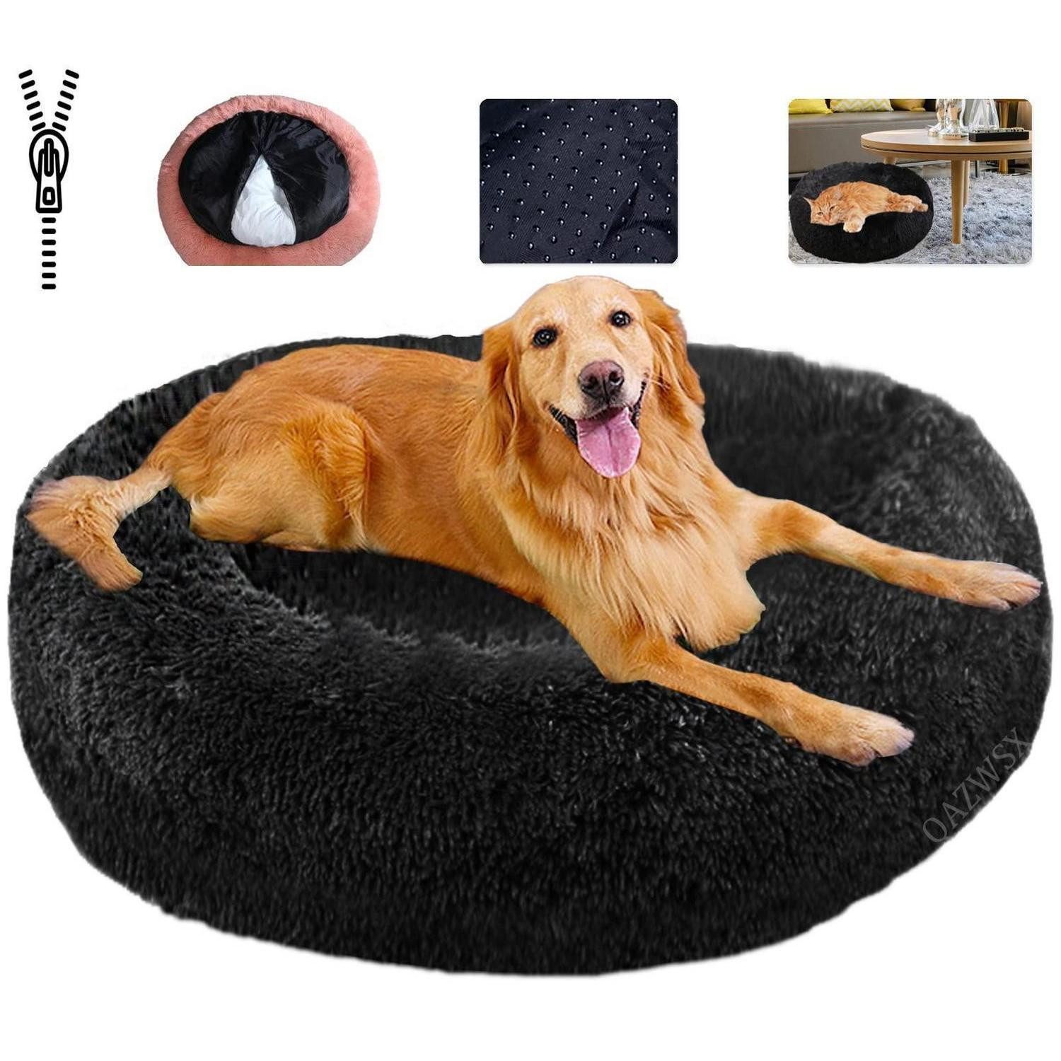 LuxusKollektion Tierkissen Hundebett flauschig 3XL schwarz