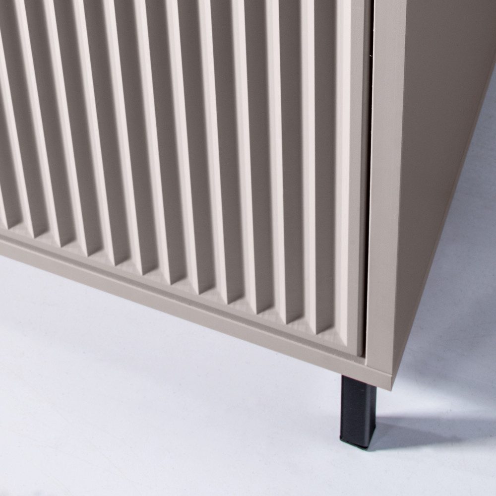 Lomadox Vitrine LAURO-161 Vitrinenschrank Wohnzimmer Kaschmir beige Rillen günstig online kaufen