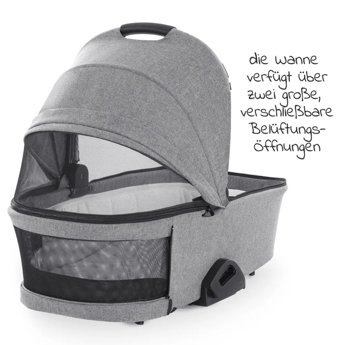 Hauck Kombi-Kinderwagen Vision X Duoset Black - Melange Grey, 2in1 Kinderwagen Buggy Set mit Babywanne & Sportsitz