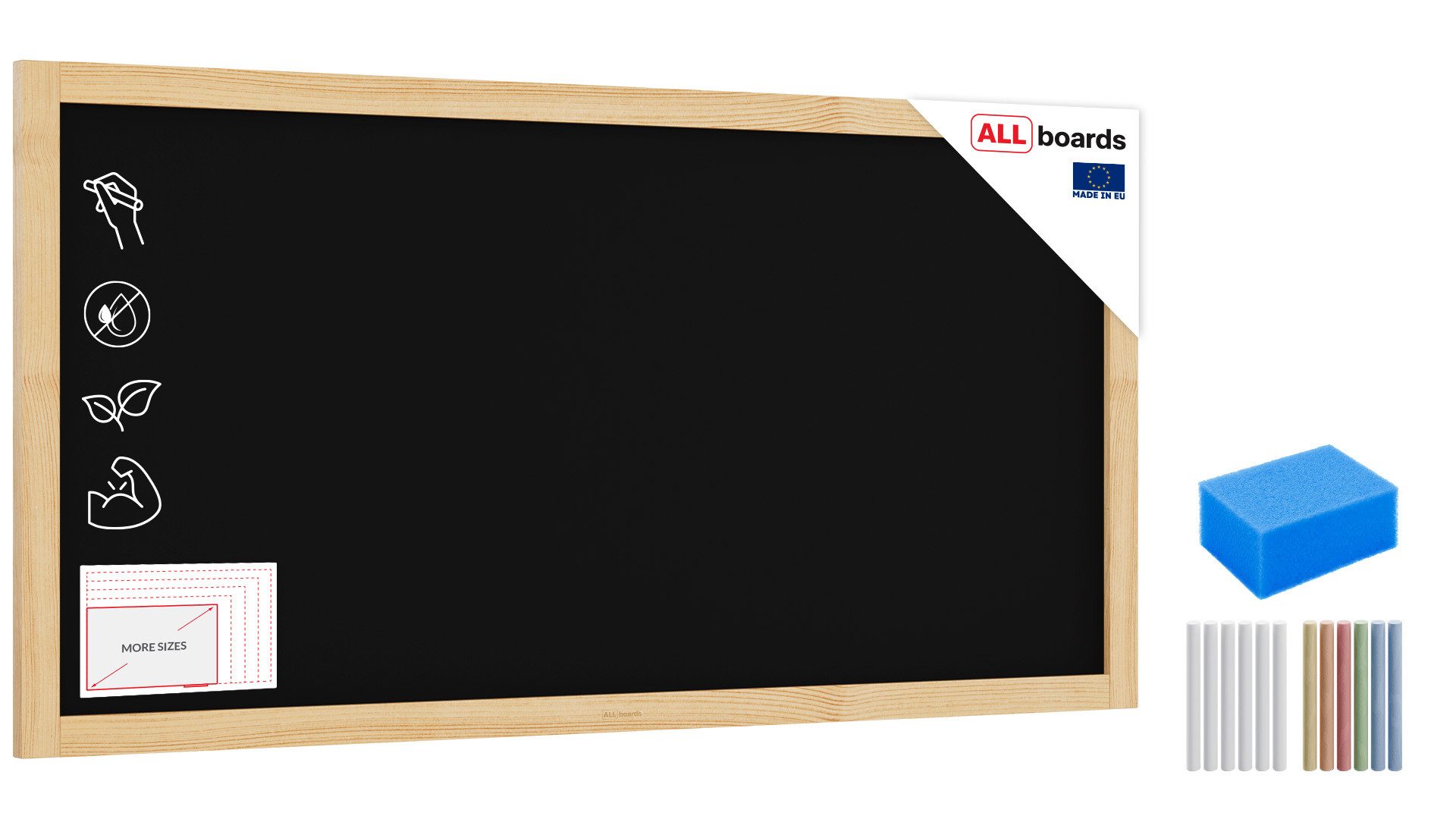 ALLboards Tafel Kreidetafel mit naturlackierten Holzrahmen