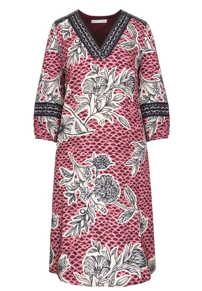Druckkleid – Lässiges Allover-Print Kleid mit 3/4-Ärmeln