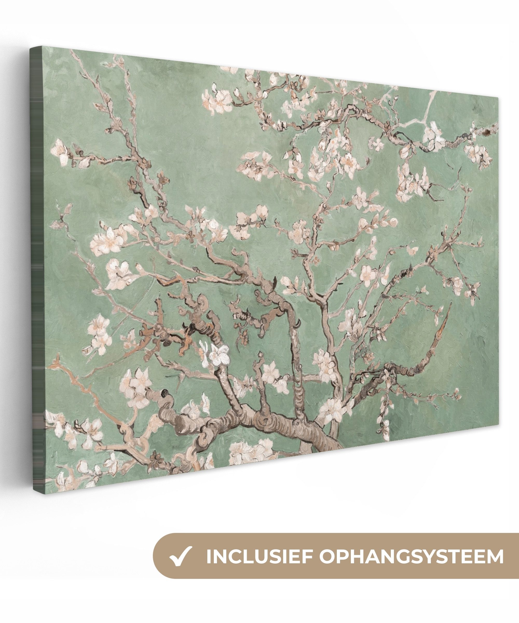 OneMillionCanvasses® Leinwandbild Mandelblüte - Kunst - Van Gogh - Grün, Fotodruck (1 St), Leinwand Bilder Klein, Wand Dekoration Aesthetic 30x20 cm