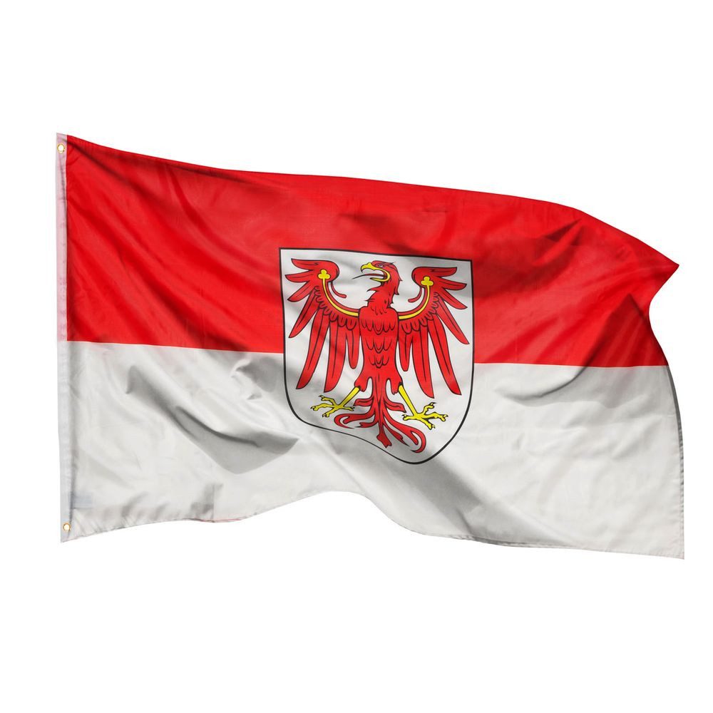 PHENO FLAGS Flagge Brandenburg Flagge 90 x 150 cm Fahne Landesfahne Bundesland (Hissflagge für Fahnenmast), Inkl. 2 Messing Ösen