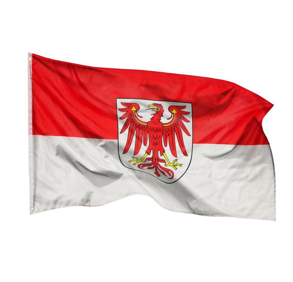 PHENO FLAGS Flagge Brandenburg Flagge 90 x 150 cm Fahne Landesfahne Bundesland (Hissflagge für Fahnenmast), Inkl. 2 Messing Ösen