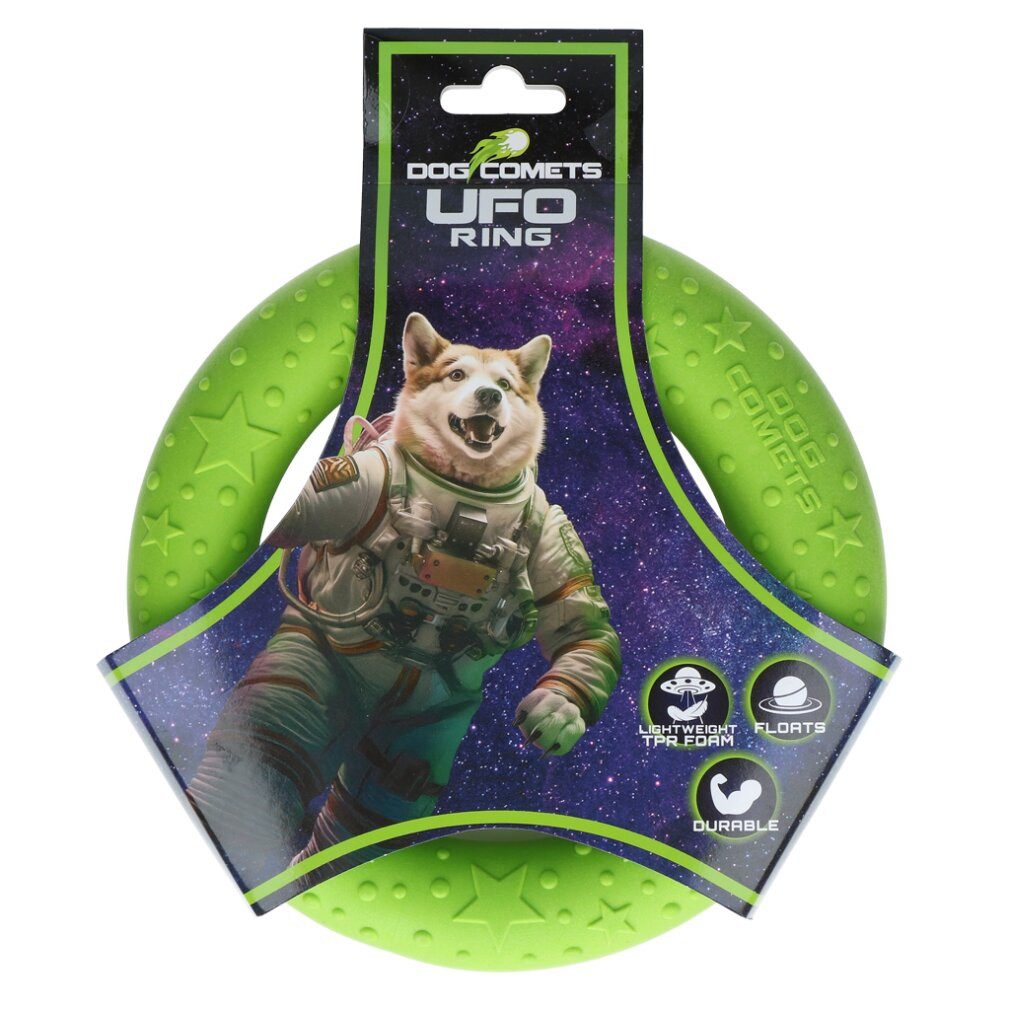 Holland Animal Care Tierquietschie Dog Comets UFO Ring Green